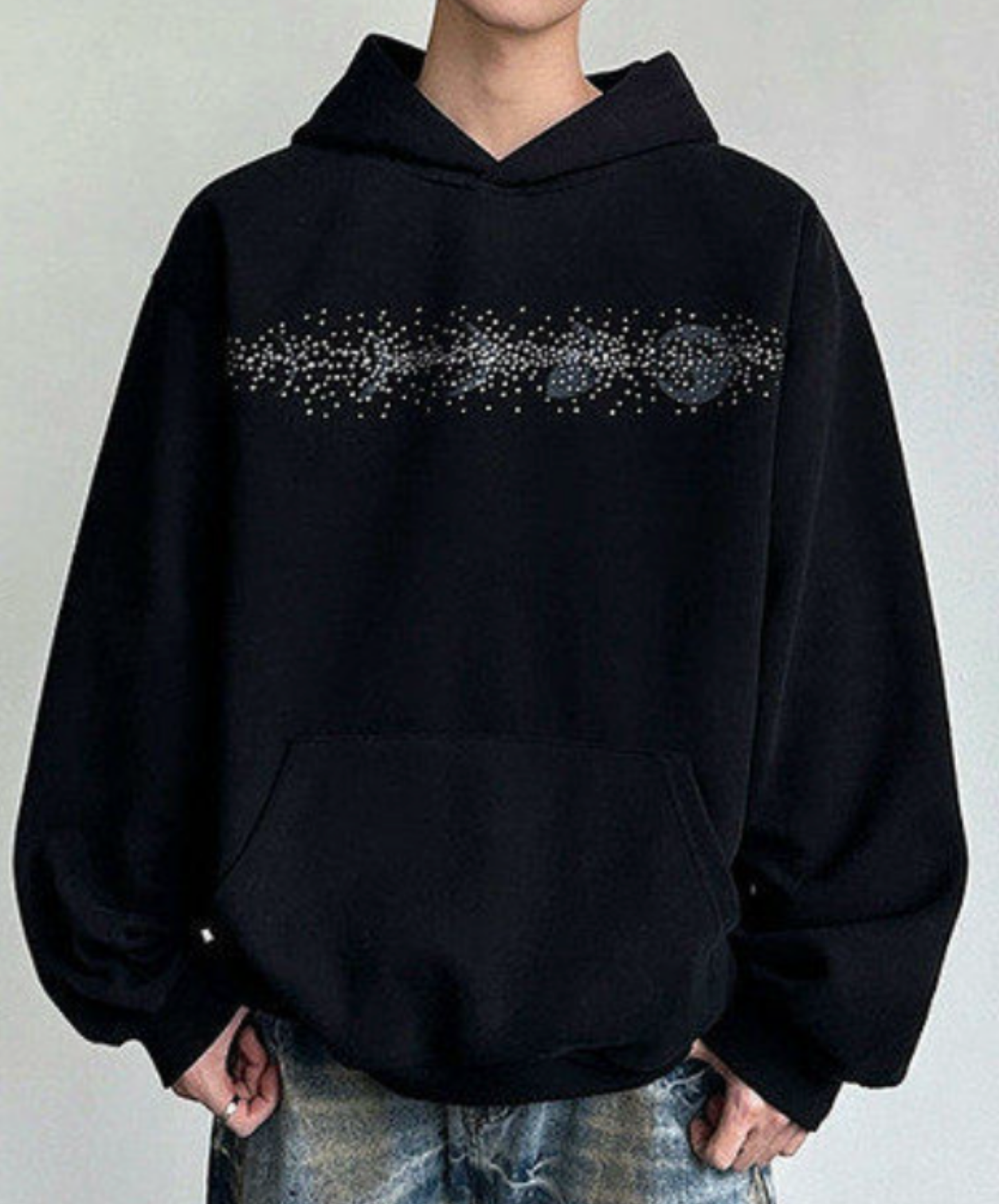 moon rhinestone loose hoodie EN2690
