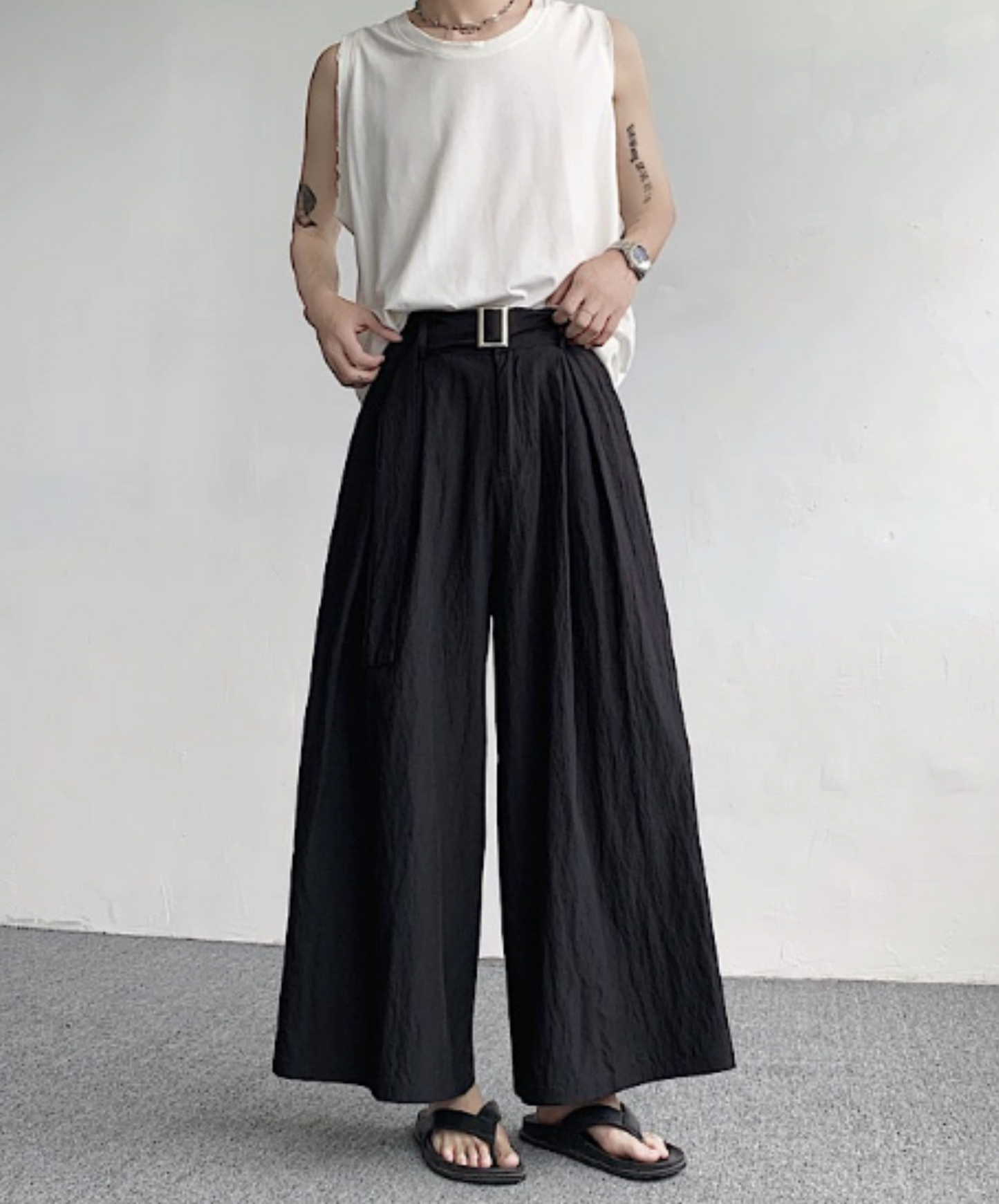 dark wide leg hakama pants EN1041