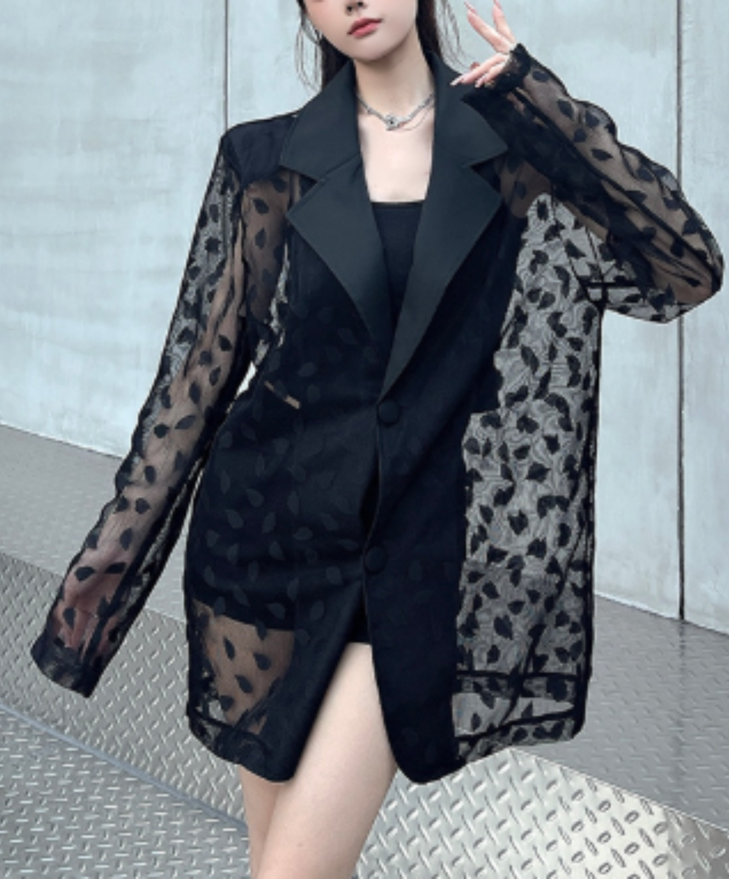 petal pattern mesh jacket EN2916