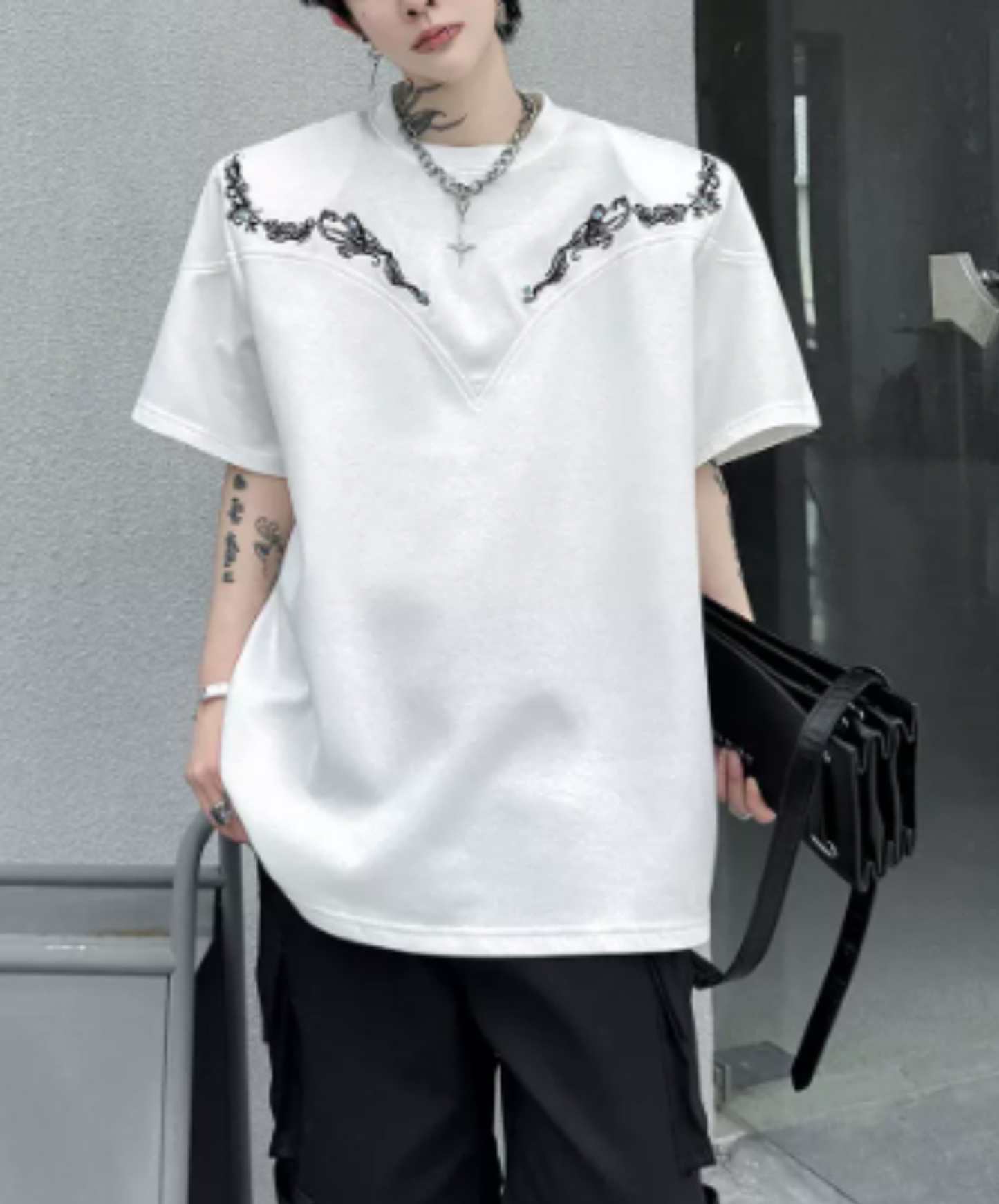 retro embroidery beads t-shirt EN2873