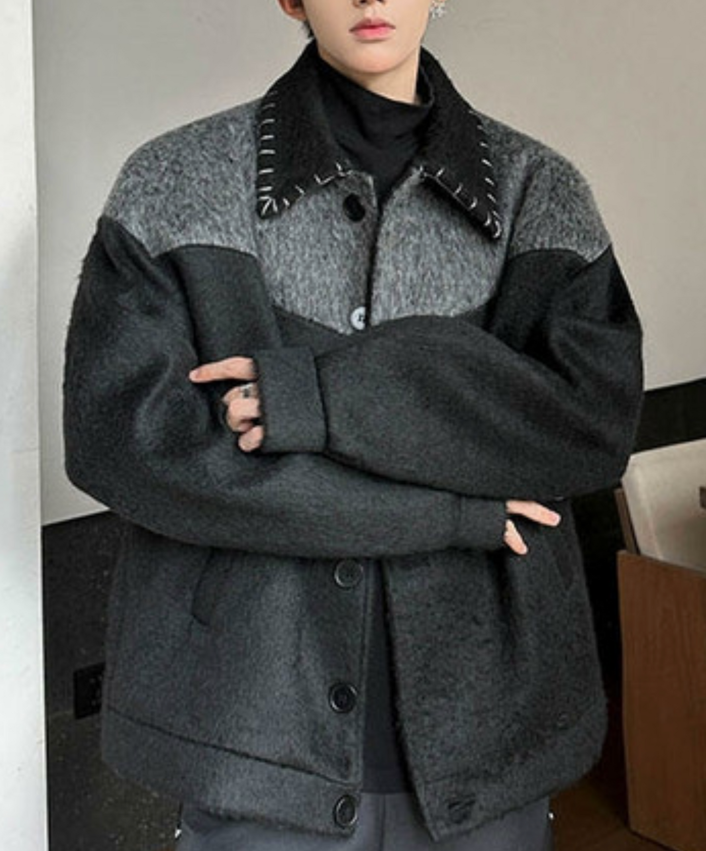 contrast color stitching jacket EN2385