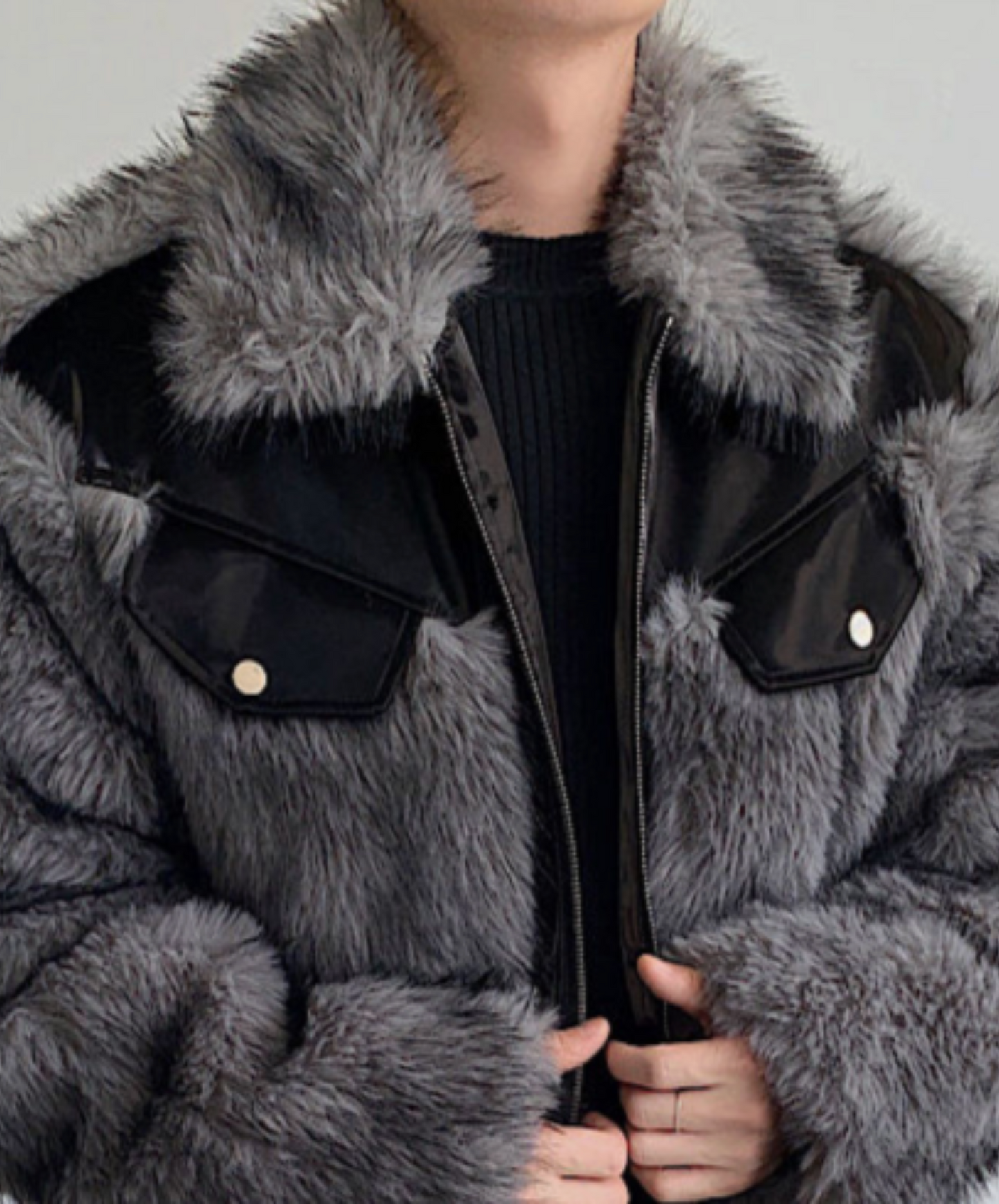 mink fur-like mixed material jacket EN2518