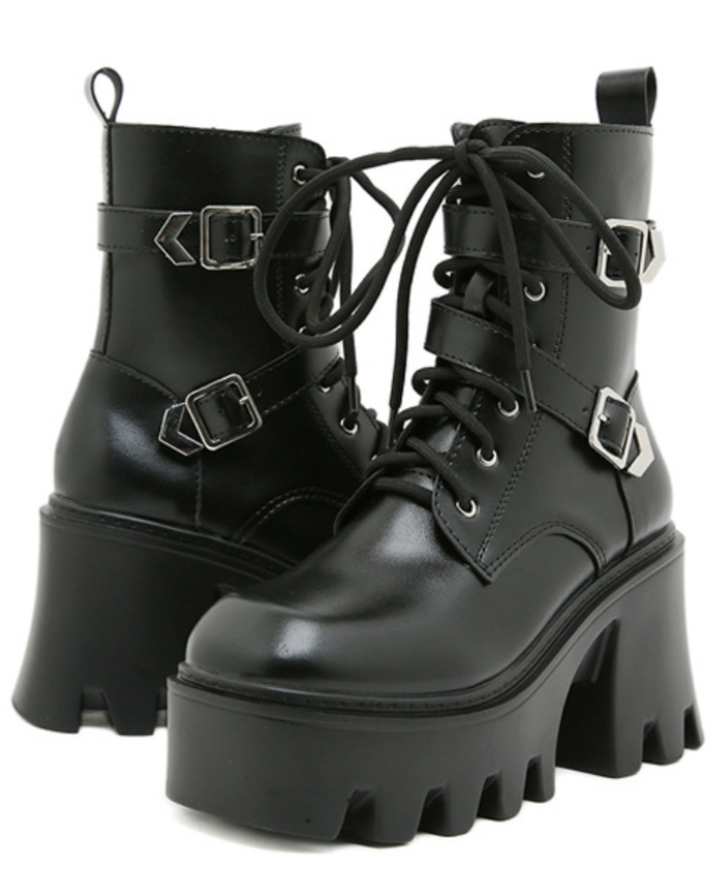 wave-shaped sole double belt boots EN2610