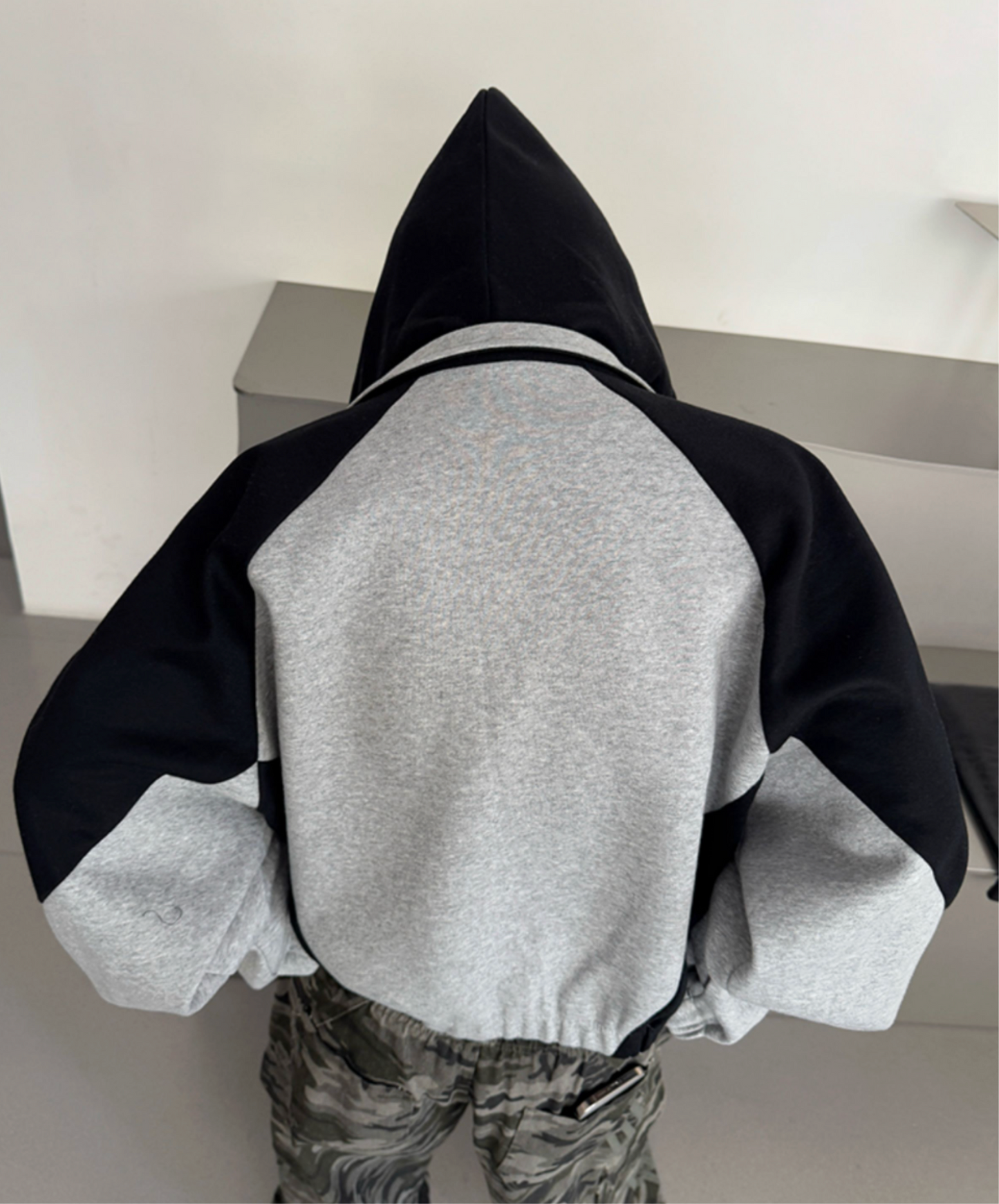 layered patchwork hoodie EN2613