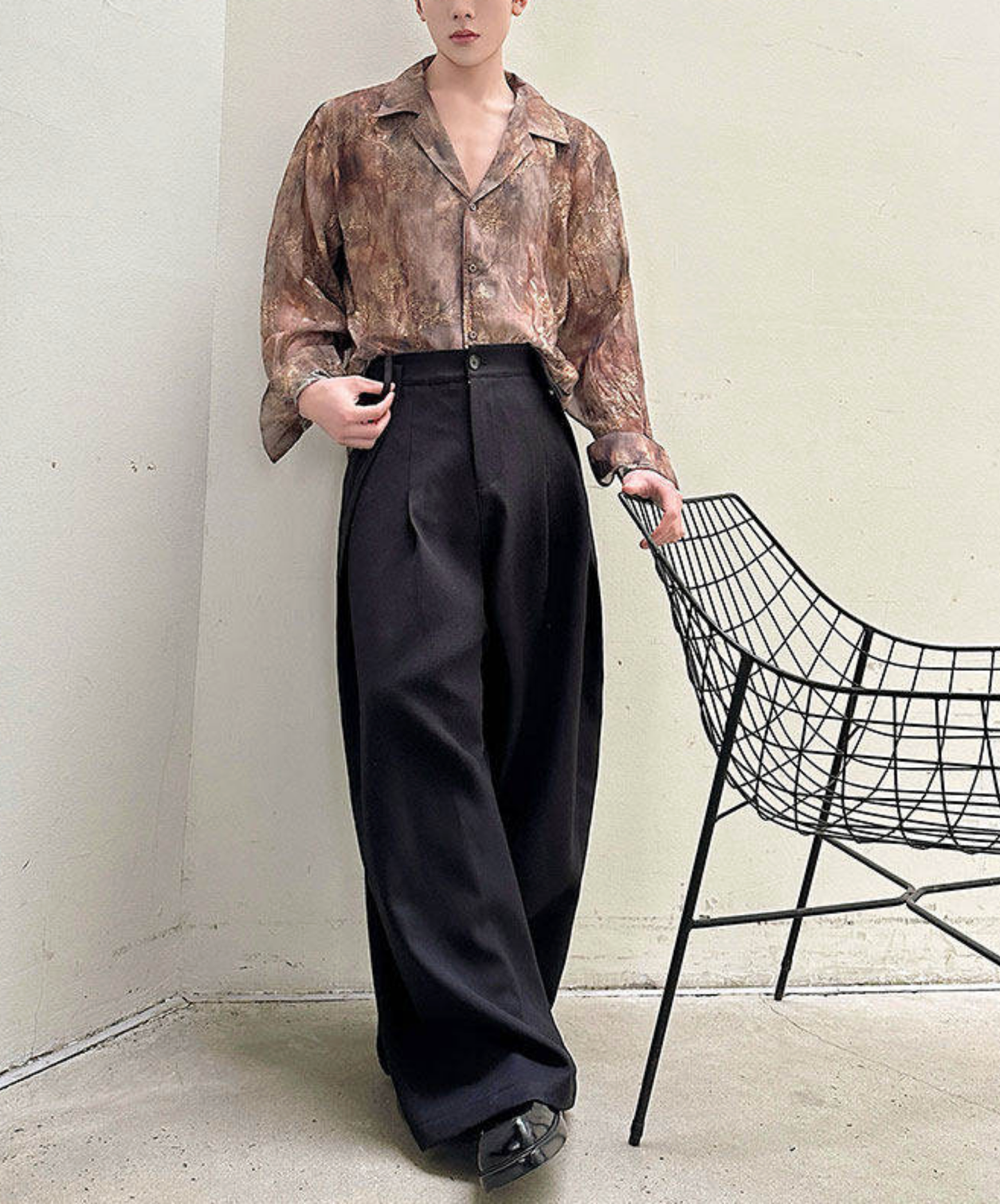 mid-high waist simple wide pants EN2711