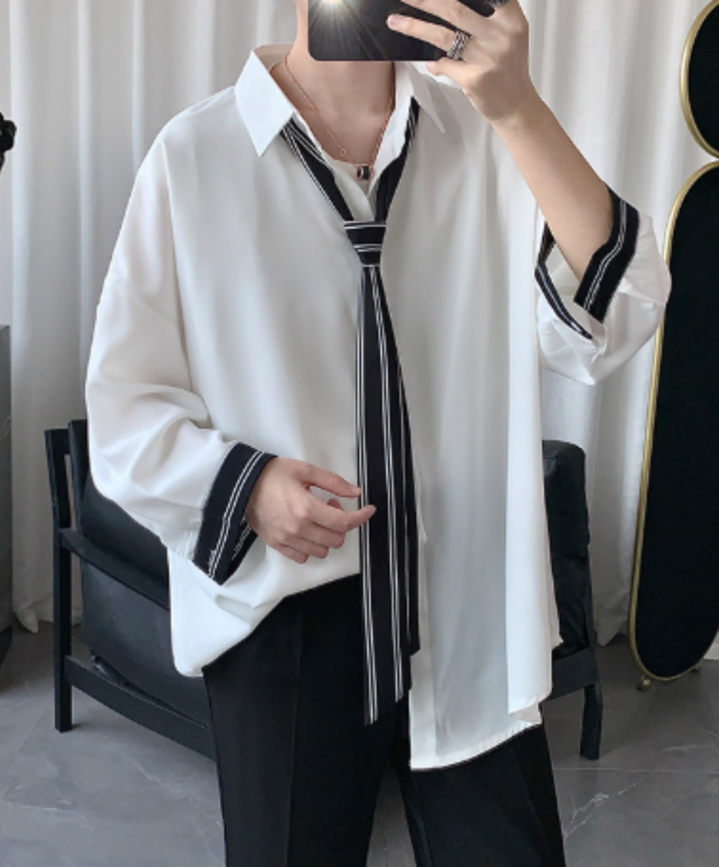 loose-fit design with striped paneling shirt EN3171