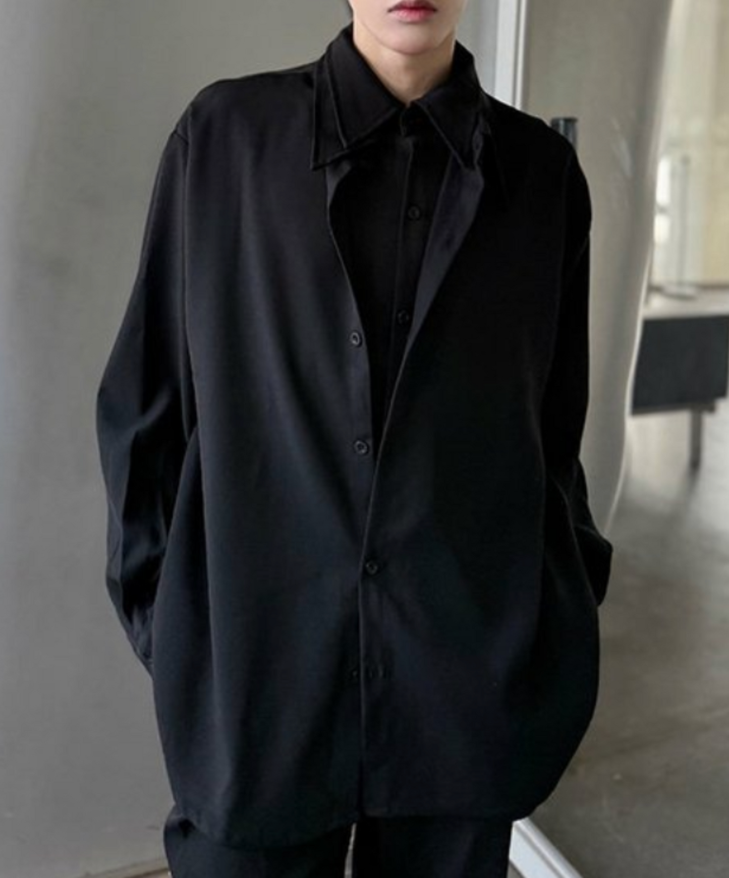 dark double-collar fake two-piece shirt EN2340