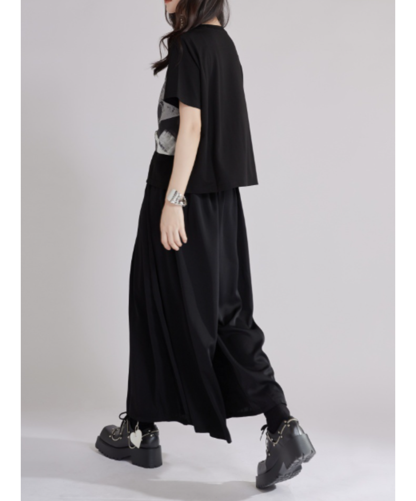 dark monochrome accent wide pants EN2940