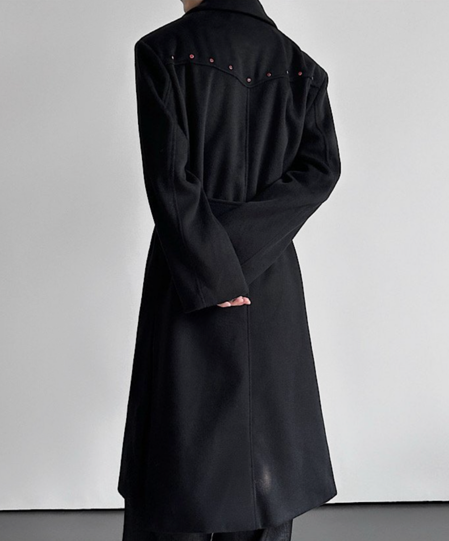 red rhinestone decorated long coat EN2602