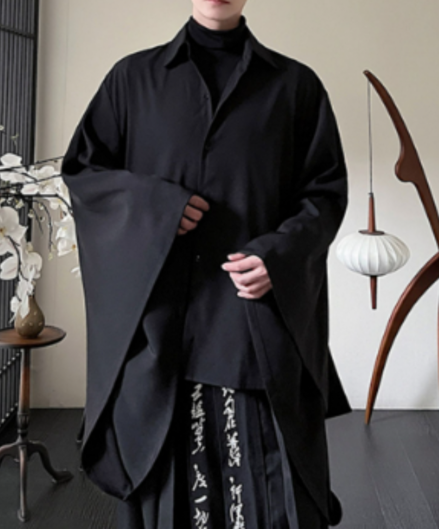 dark chinese style big silhouette shirt EN1325