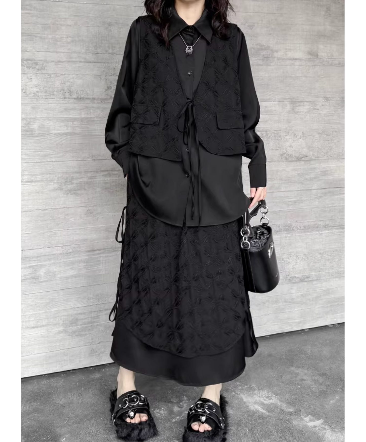 dark fake two-piece irregular style skirt EN2807