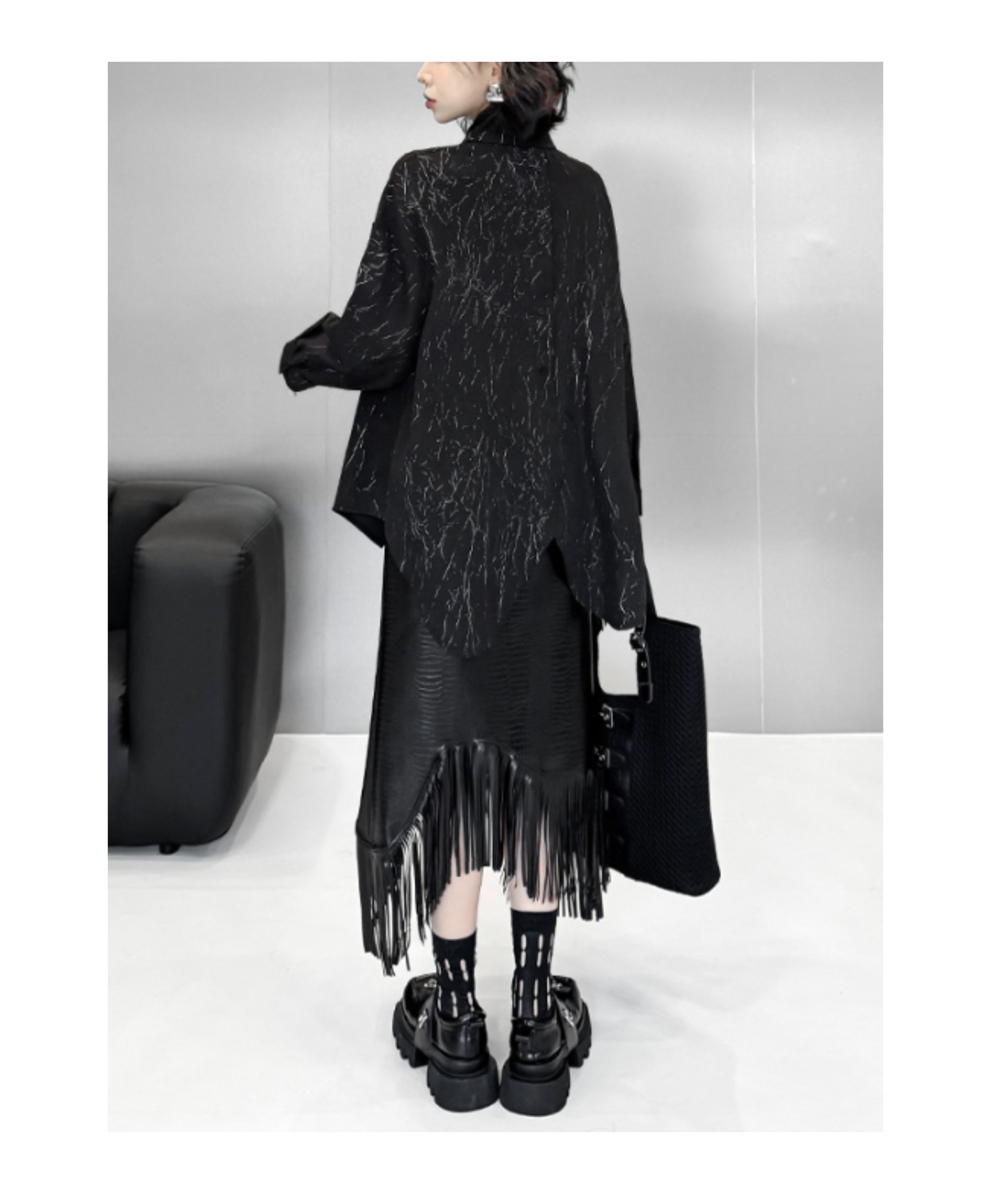 sparkling silver color pattern shirt EN2890