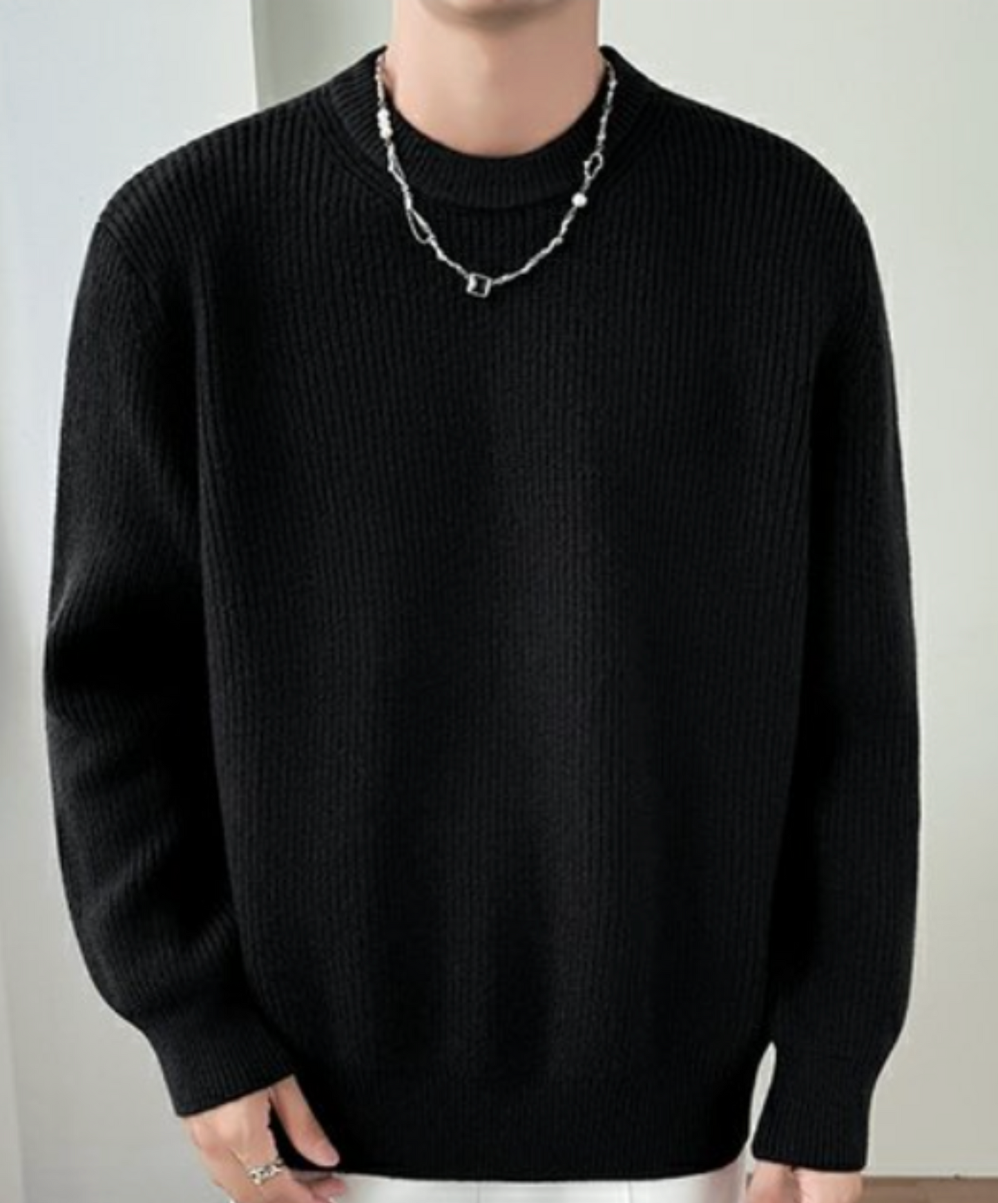 chunky knit crew neck sweater EN2542