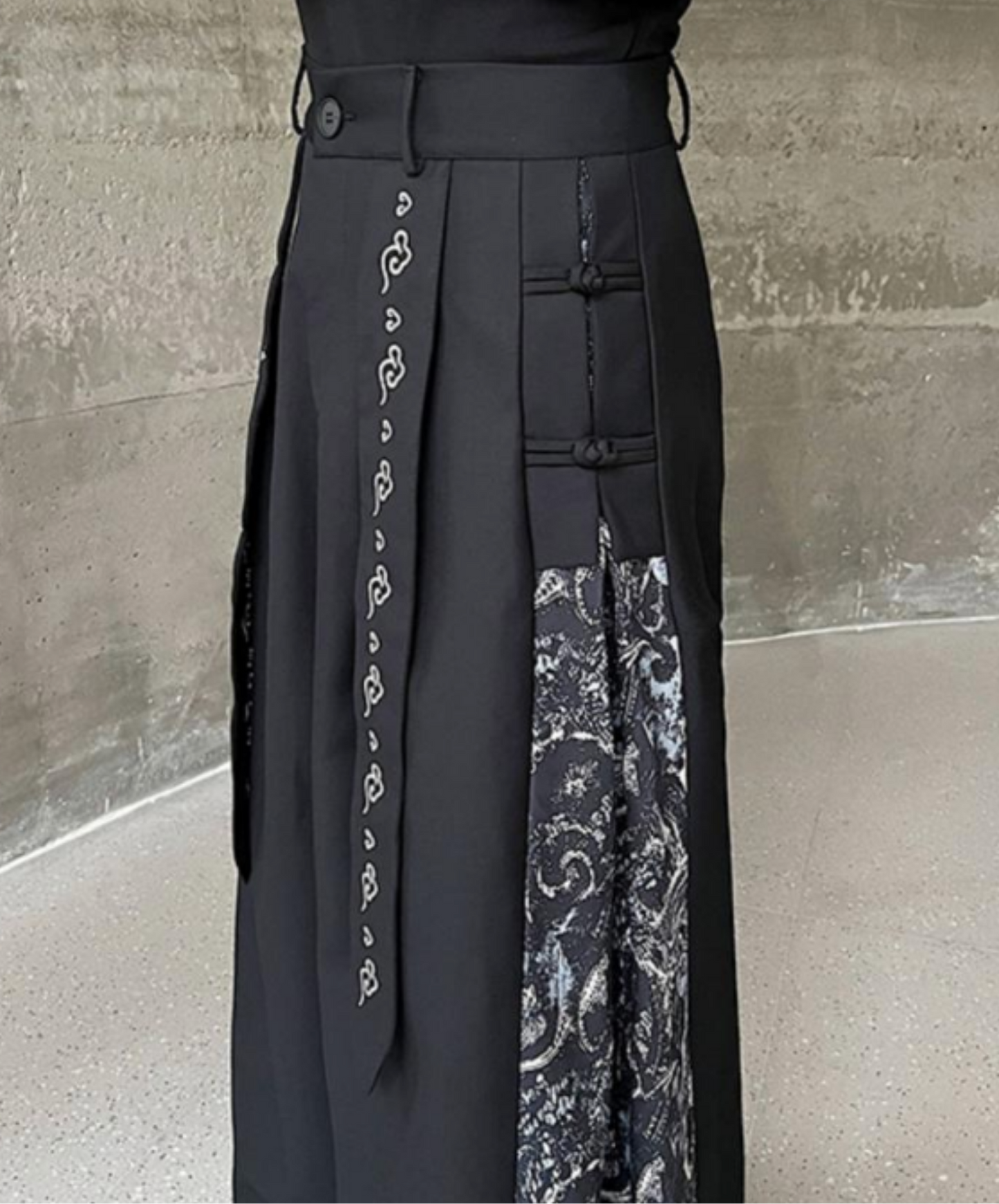 chinese style embroidery patchwork wide pants EN2724