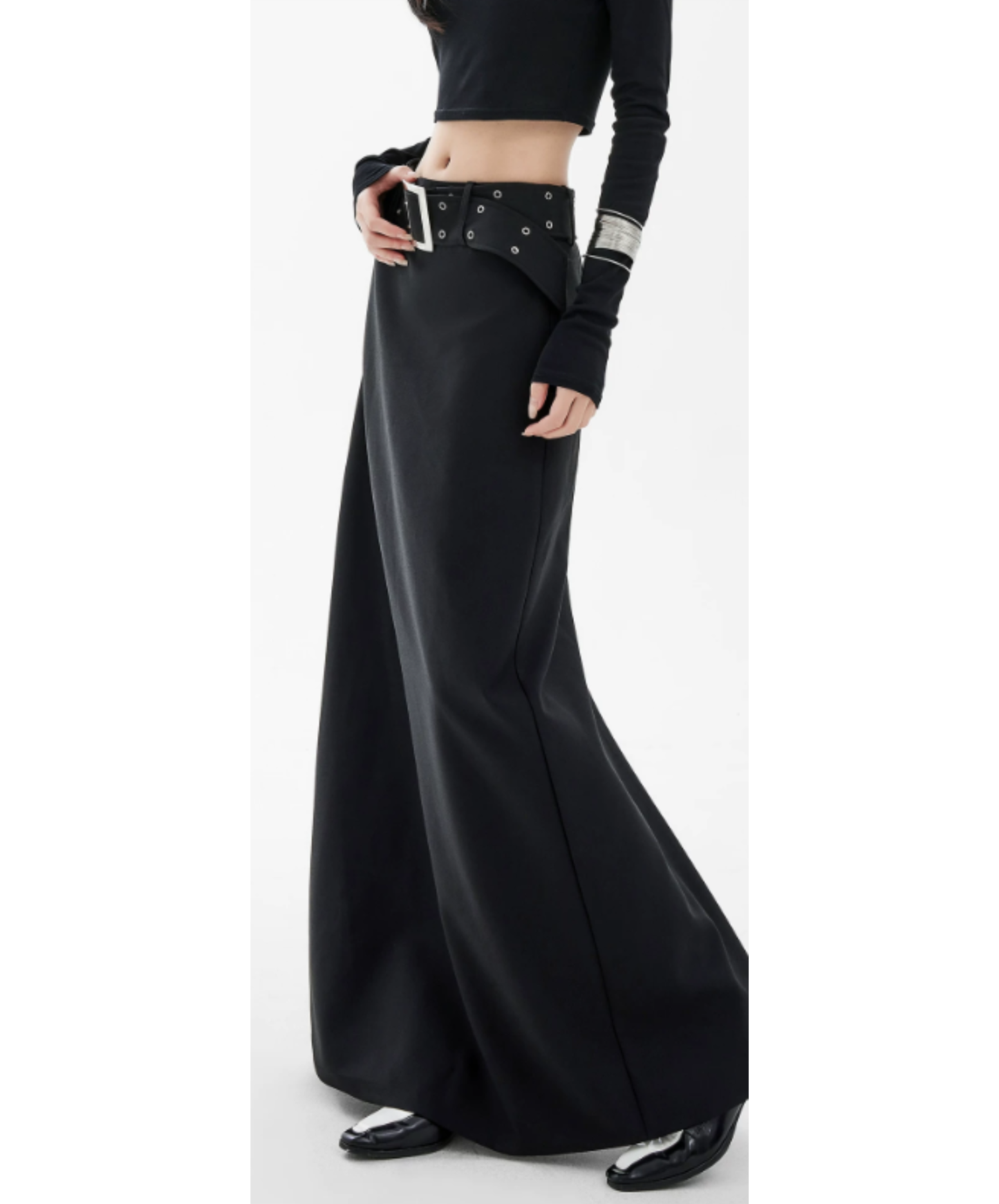 waist-defining grommet belt skirt EN3147