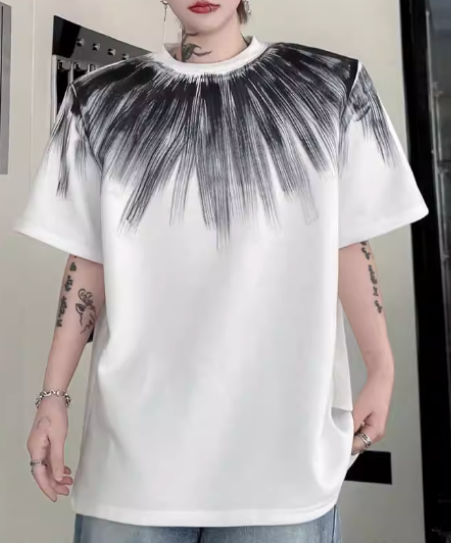 radial pattern short sleeves t-shirt EN2824