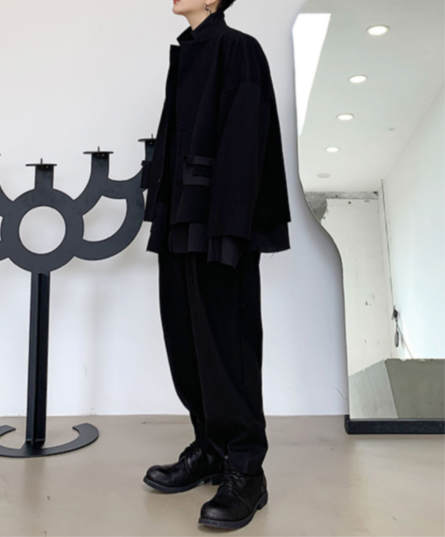 dark fake two-piece blunt cut jacket EN2374