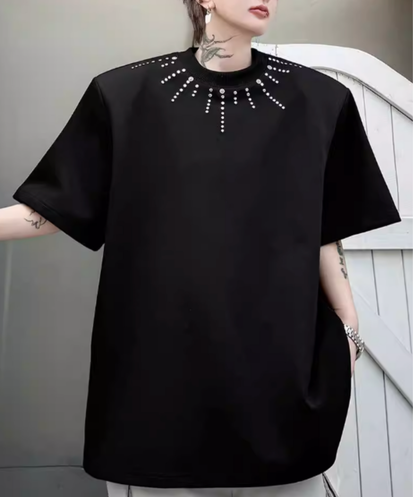 beaded meteor design t-shirt EN2826