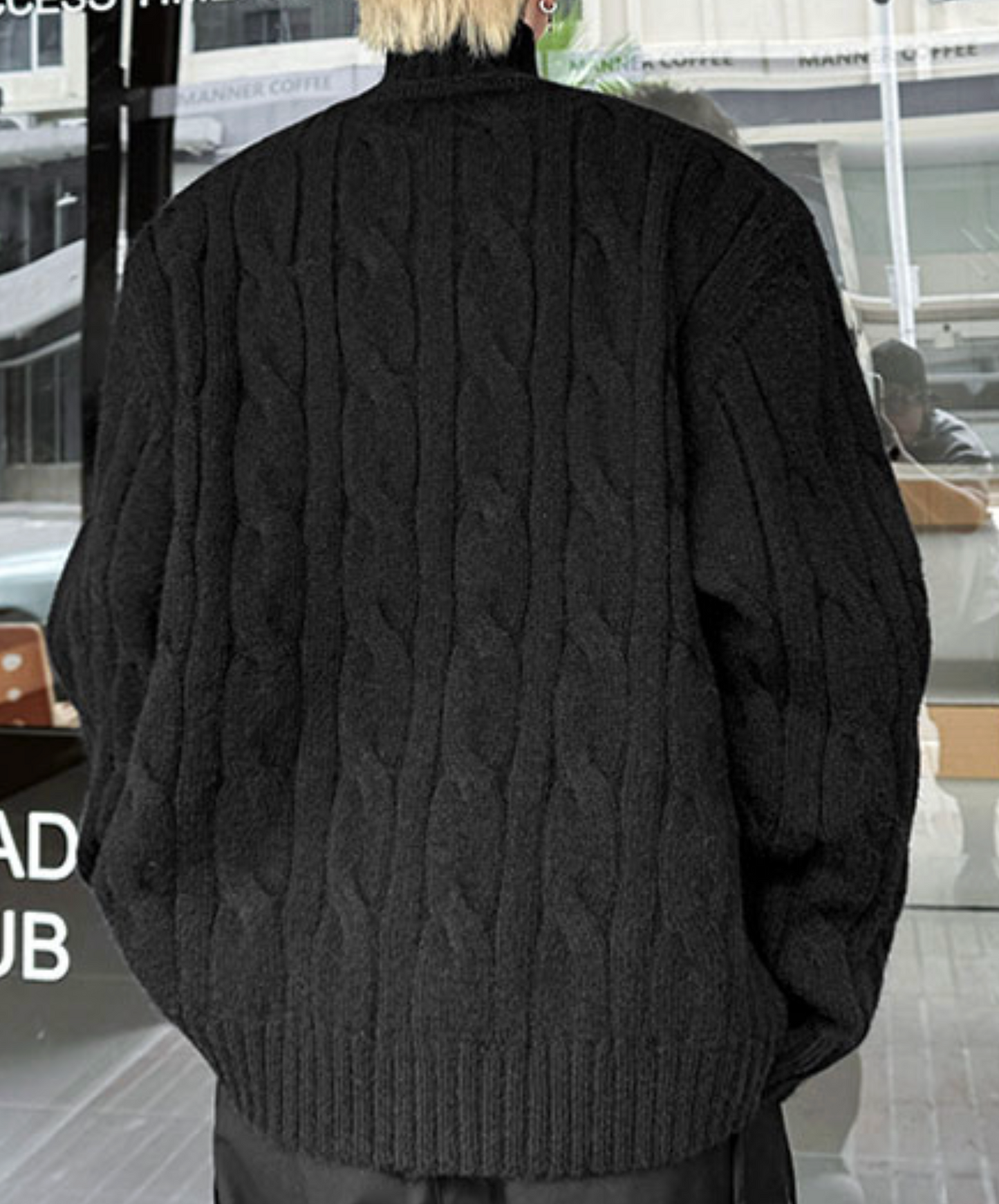 button design stand collar loose sweater EN2475