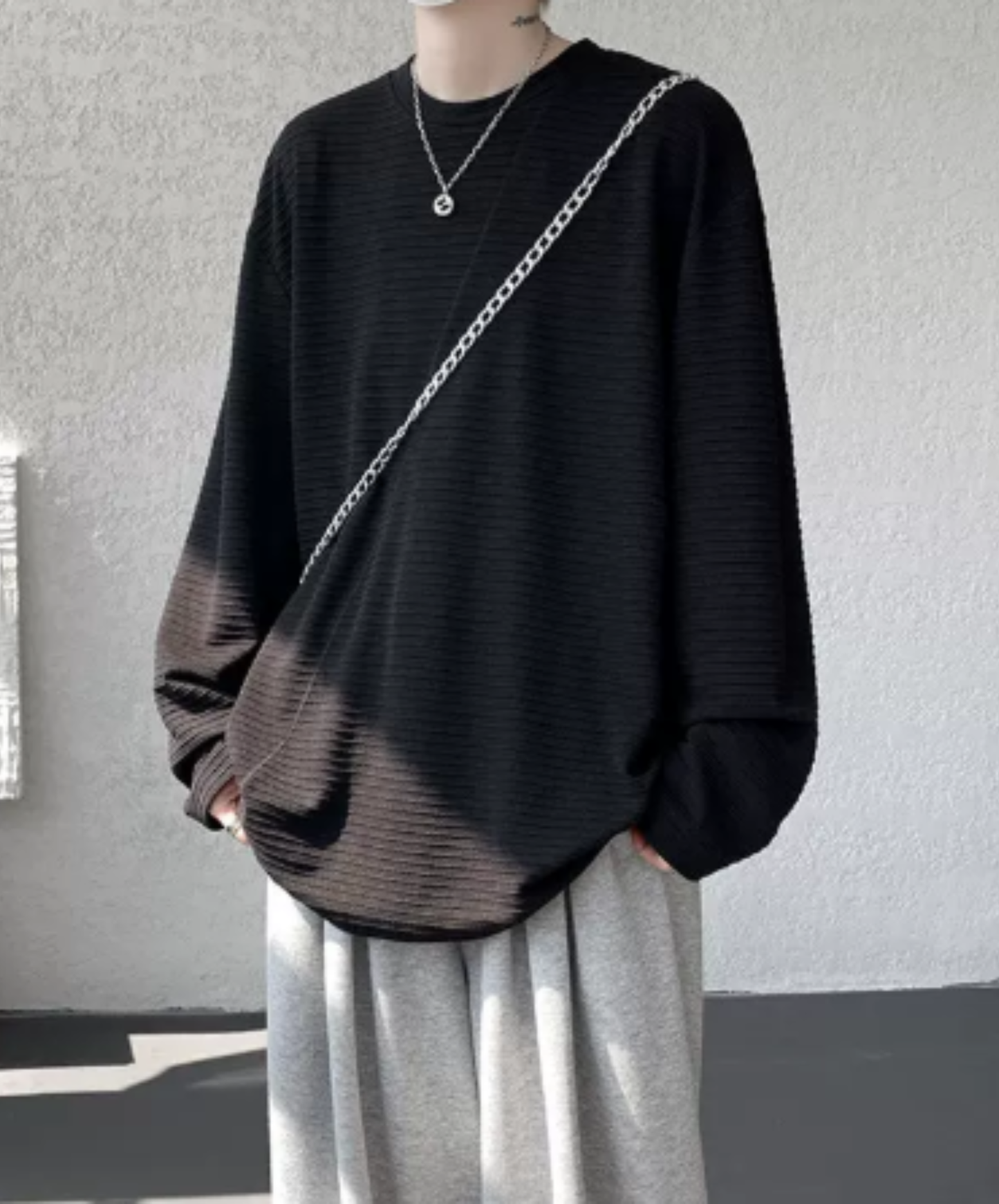 brushed finish with border t-shirt EN3126
