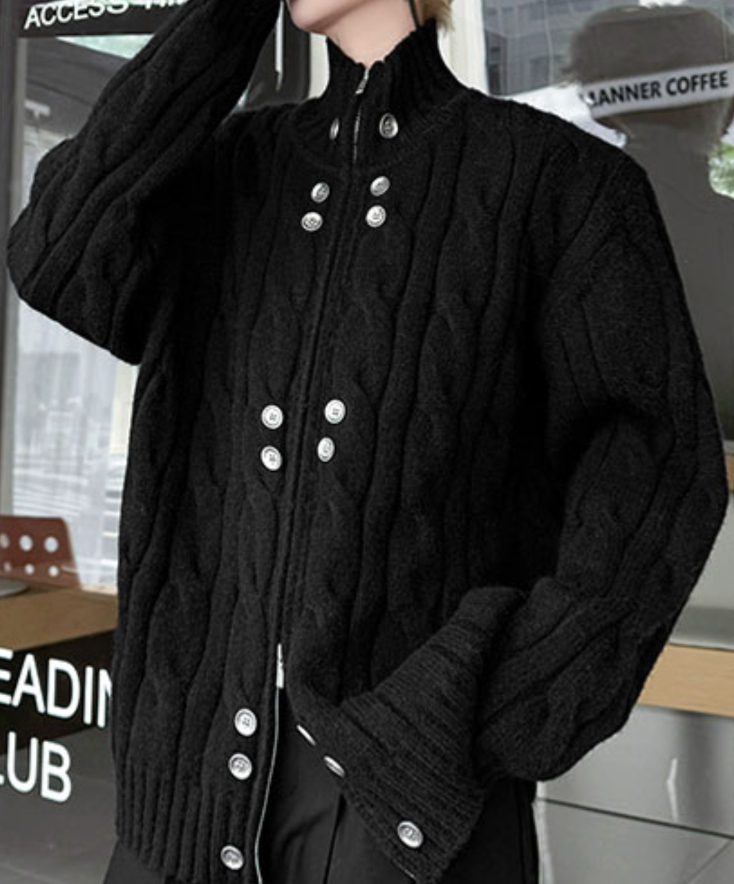 【style85】dark mode outfit set EN2631（jacket + sweater + pants set）