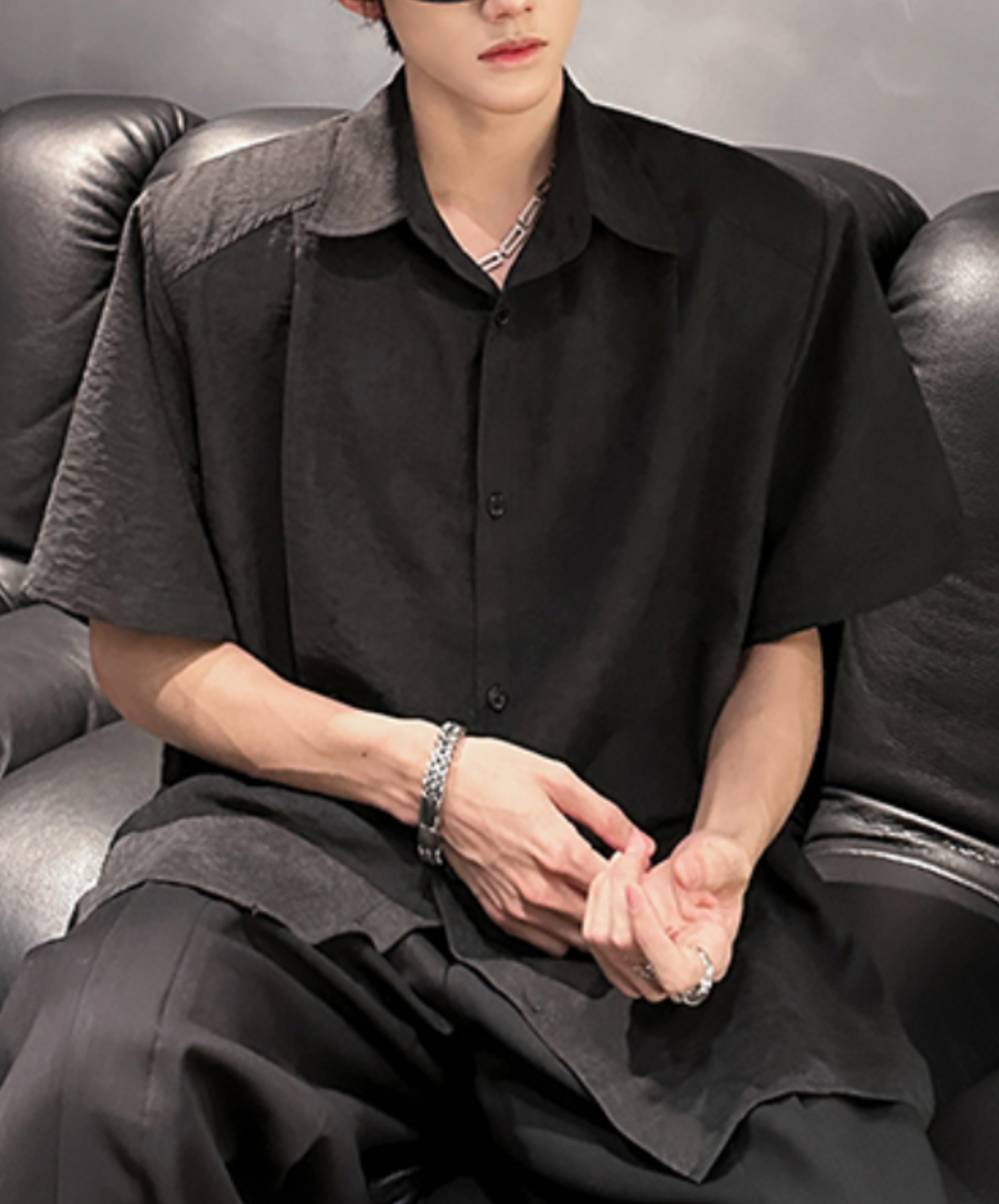 dark tucked drape lightweight shirt EN2089