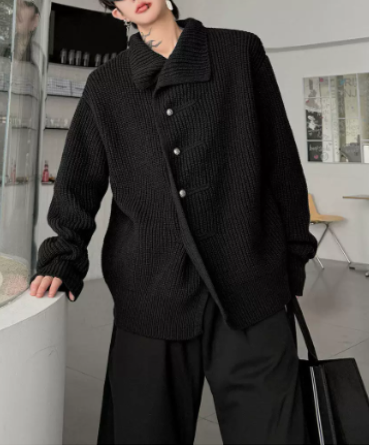 layered-look loose silhouette cardigan EN3255