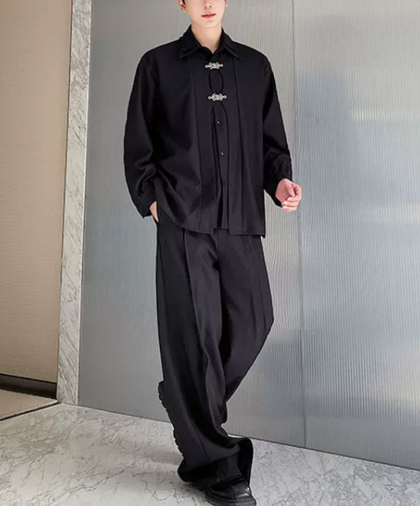 chinese-style button double collar shirt EN2849