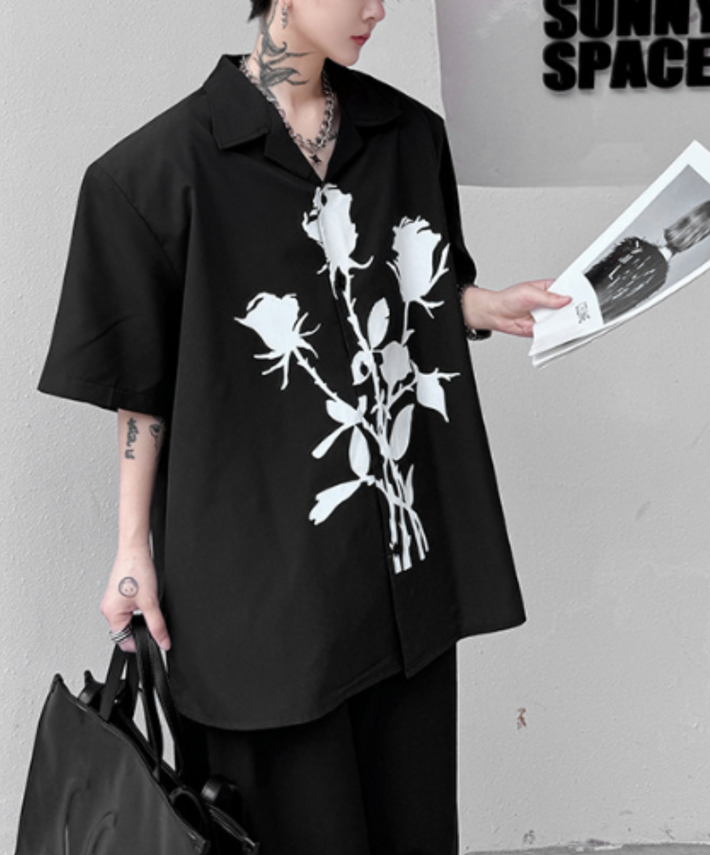 rose silhouette print shirt EN2905