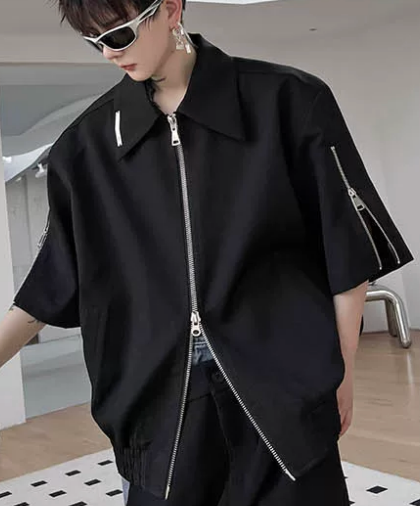 double zip-up short-sleeved jacket EN2864