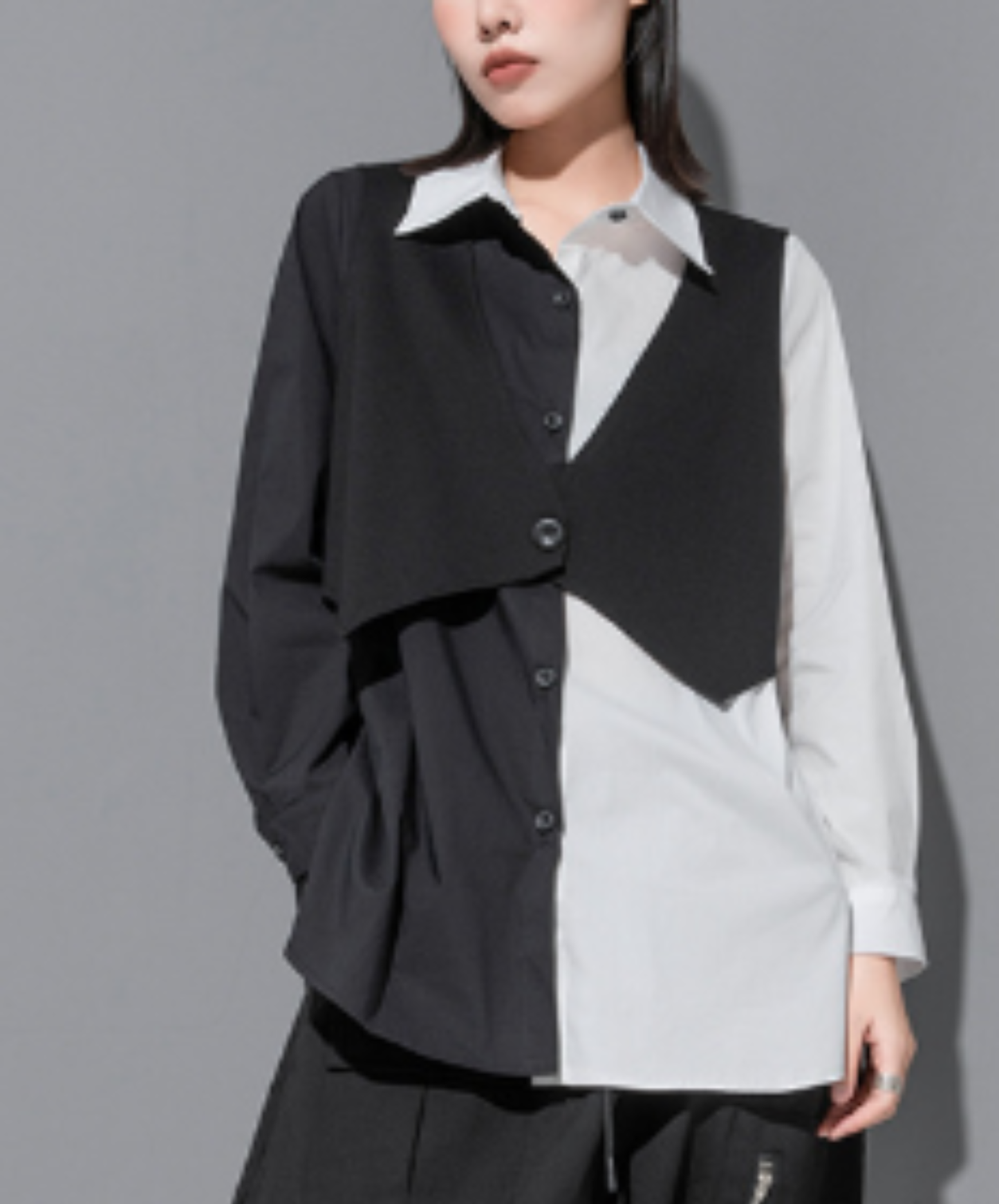Includes a faux-layered vest shirt EN3118