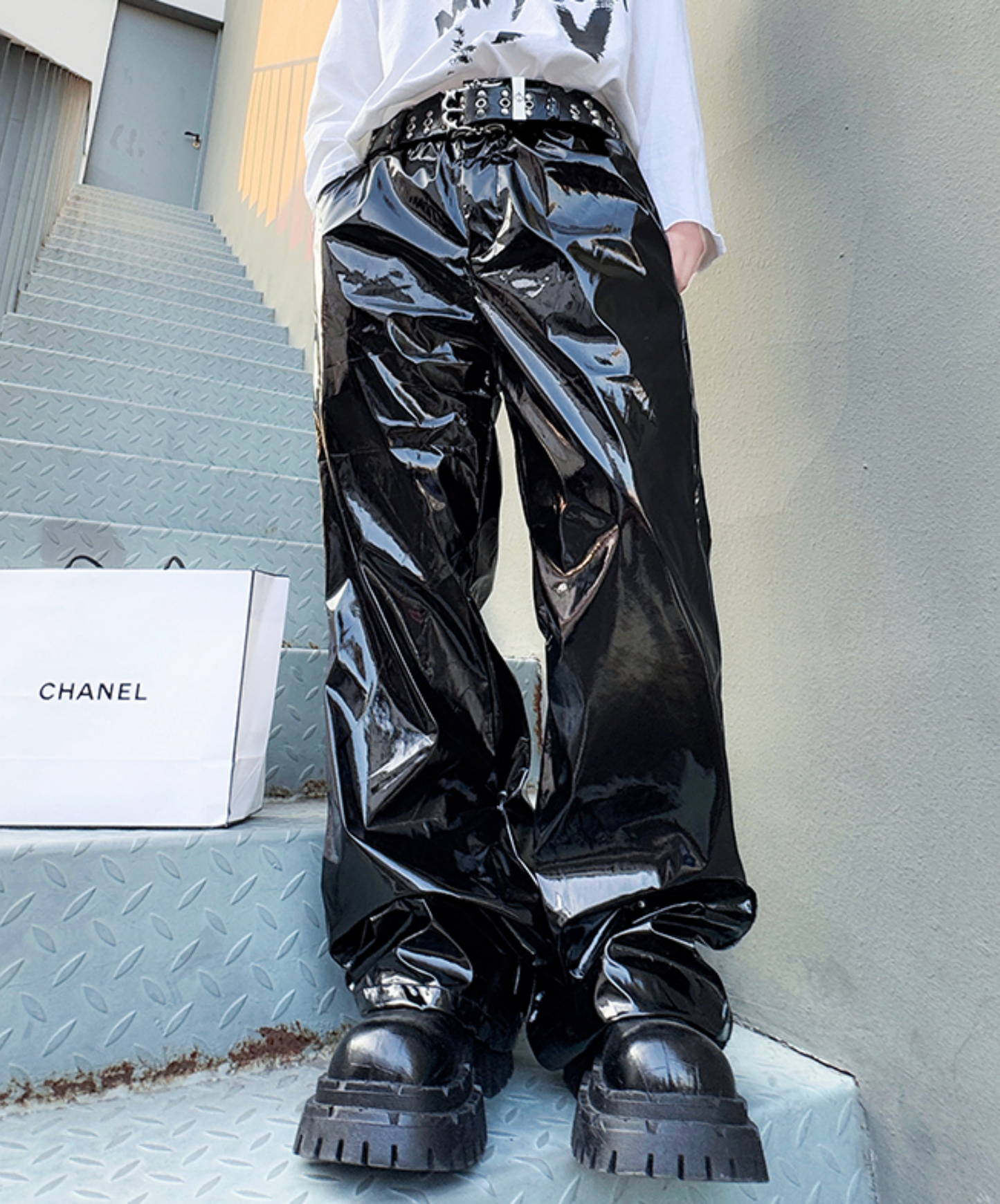 pu glossy casual pants EN2502