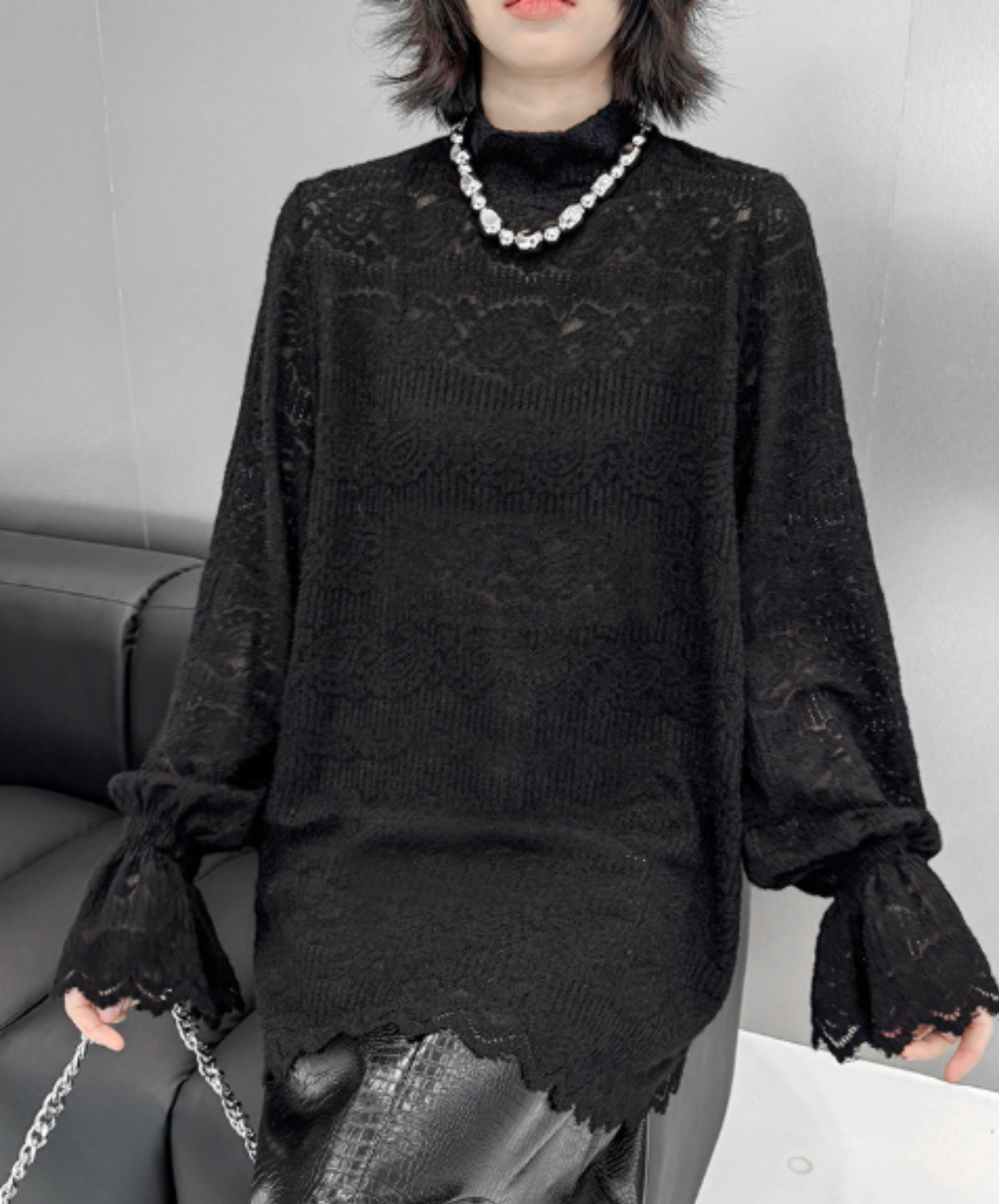 french retro style with lace sleeves t-shirt EN3130