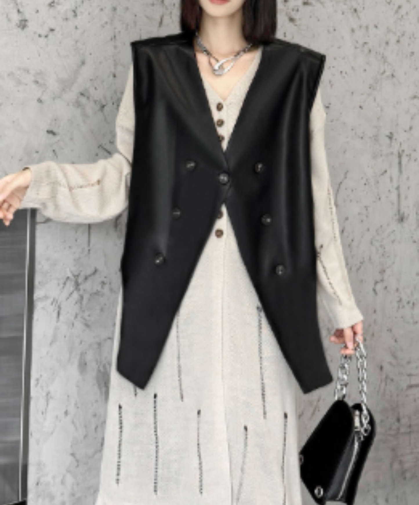 pu leather special silhouette vest EN2956
