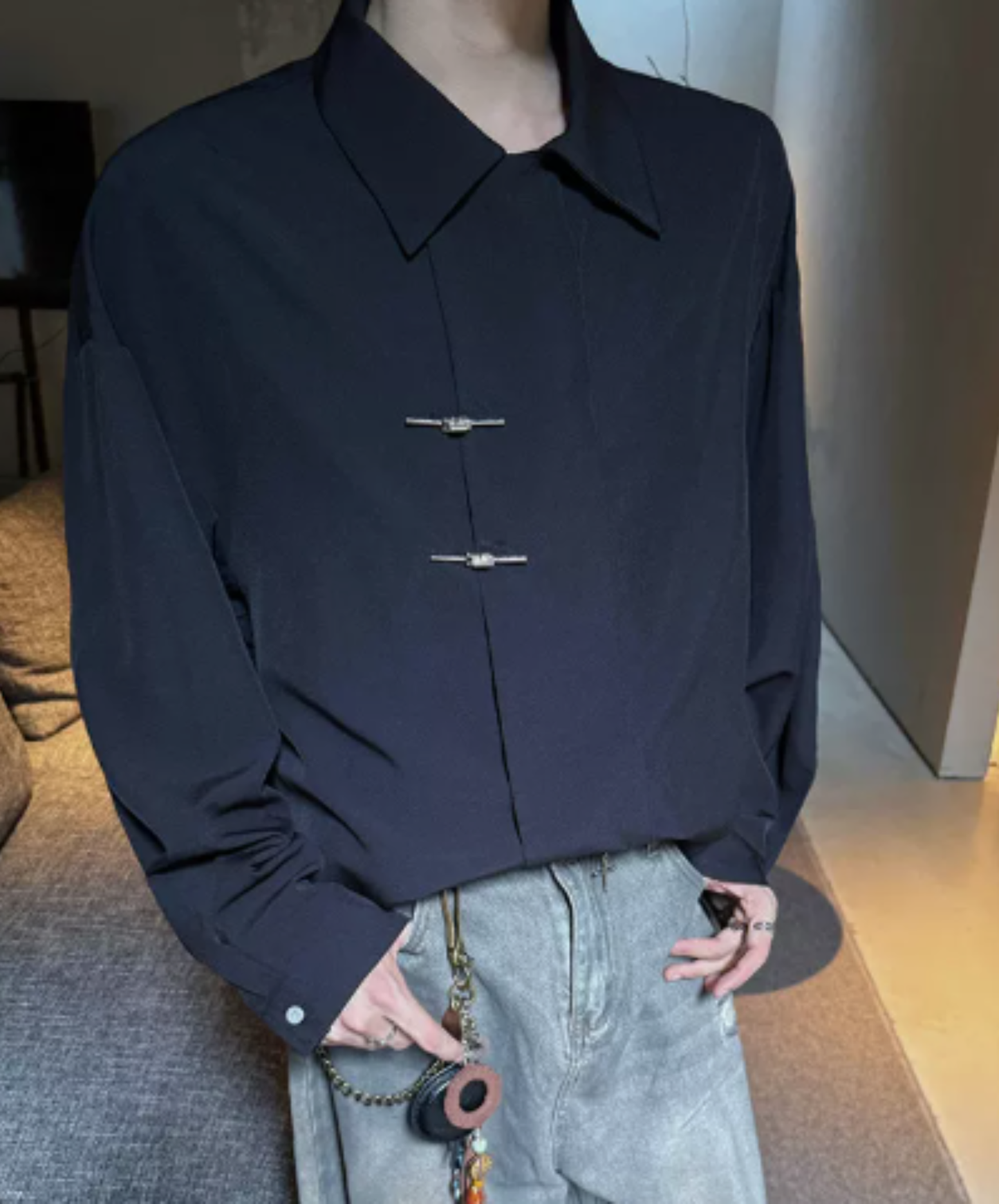 retro chinese-style metal button shirt EN3127