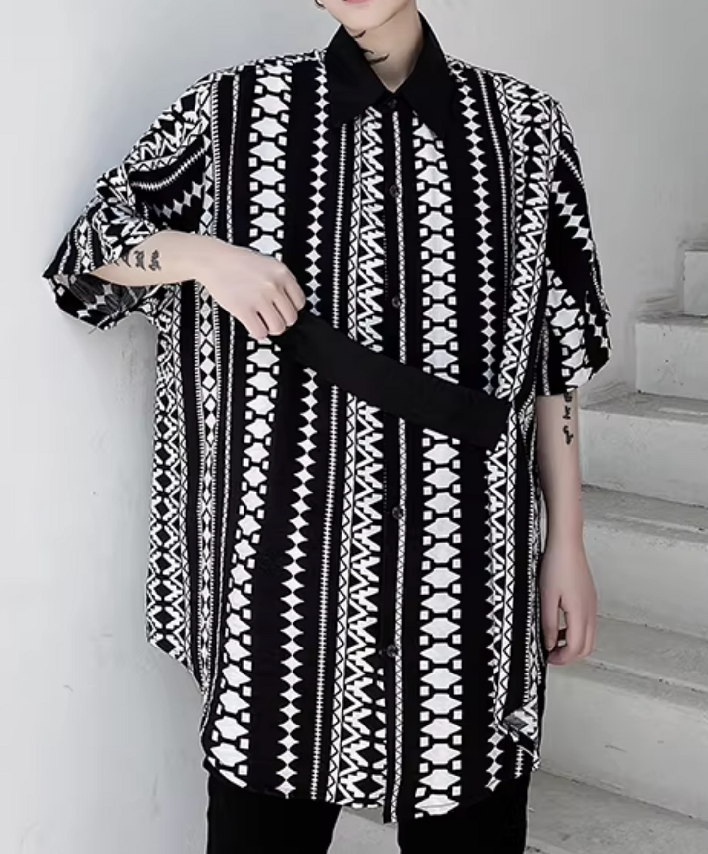 ethnic-like patterns stripe shirt EN2815