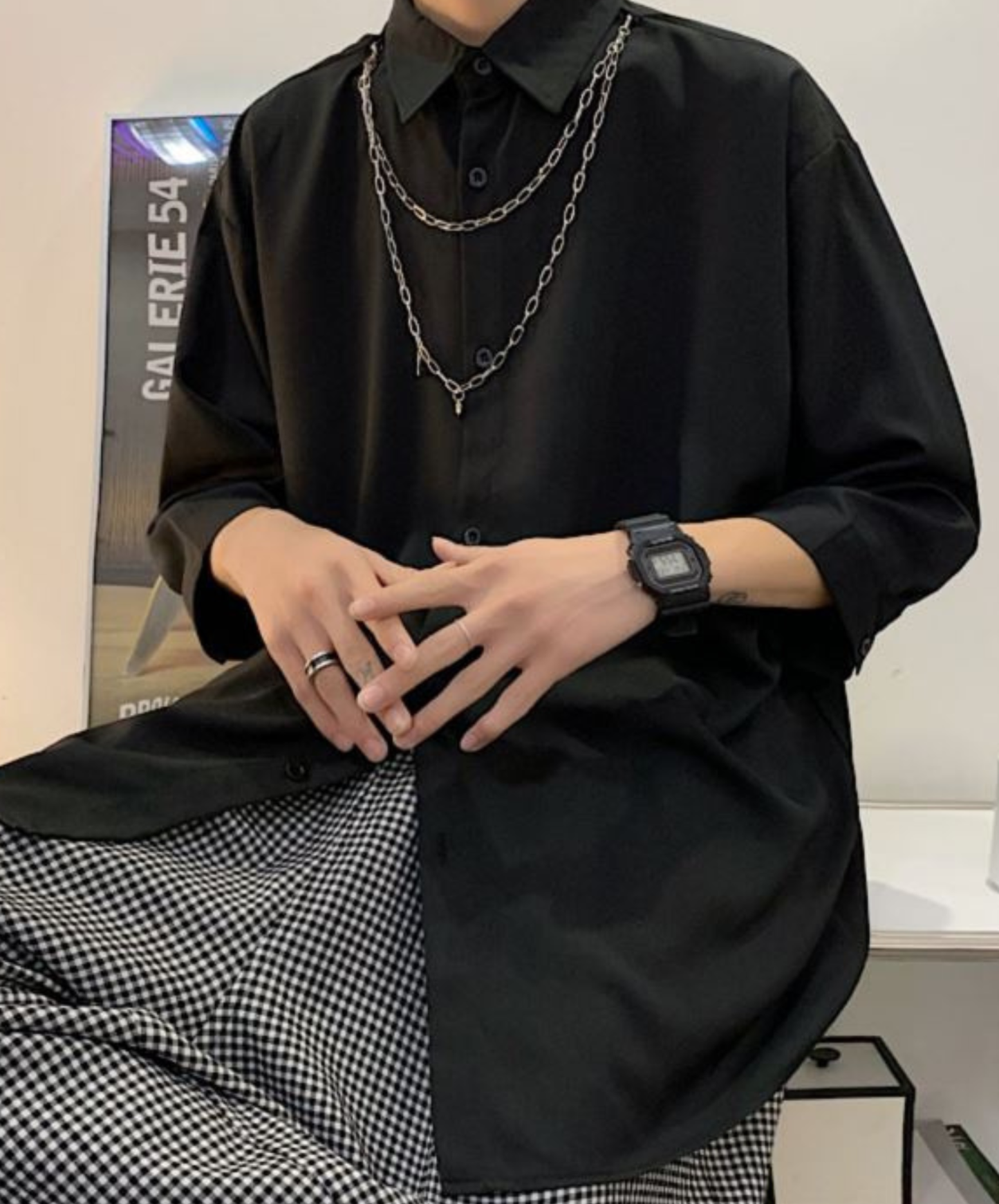 【style96】dark mode outfit set EN2870（jacket + shirt + skirt set）