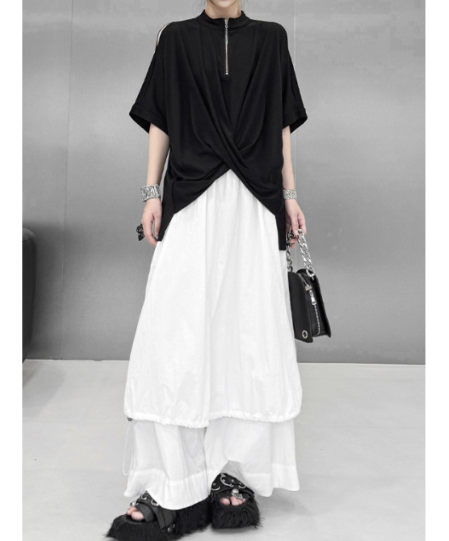 crossover hem zip t-shirt EN2891