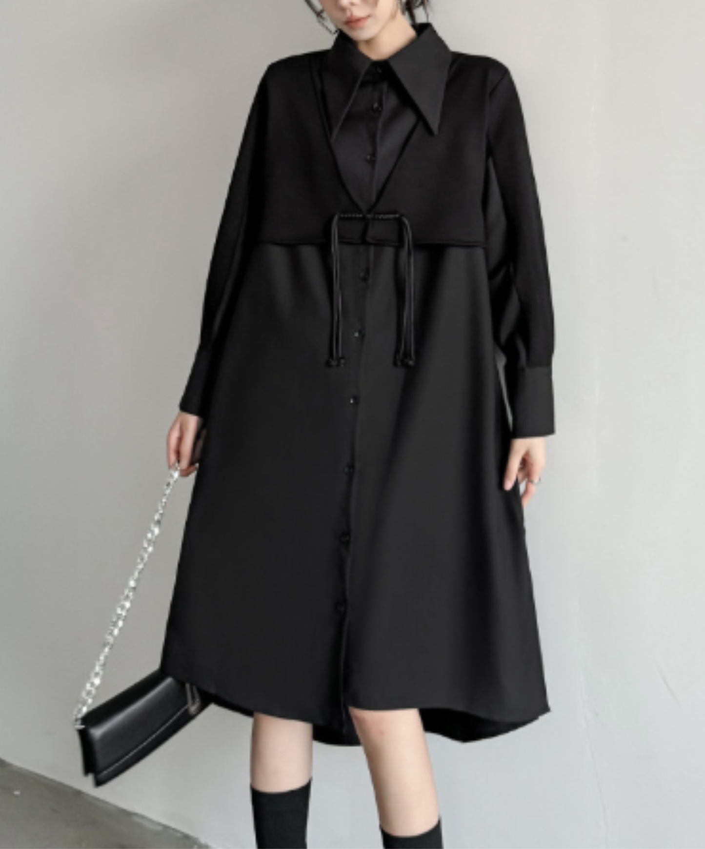 layered-look fringe vest style long shirt EN3135