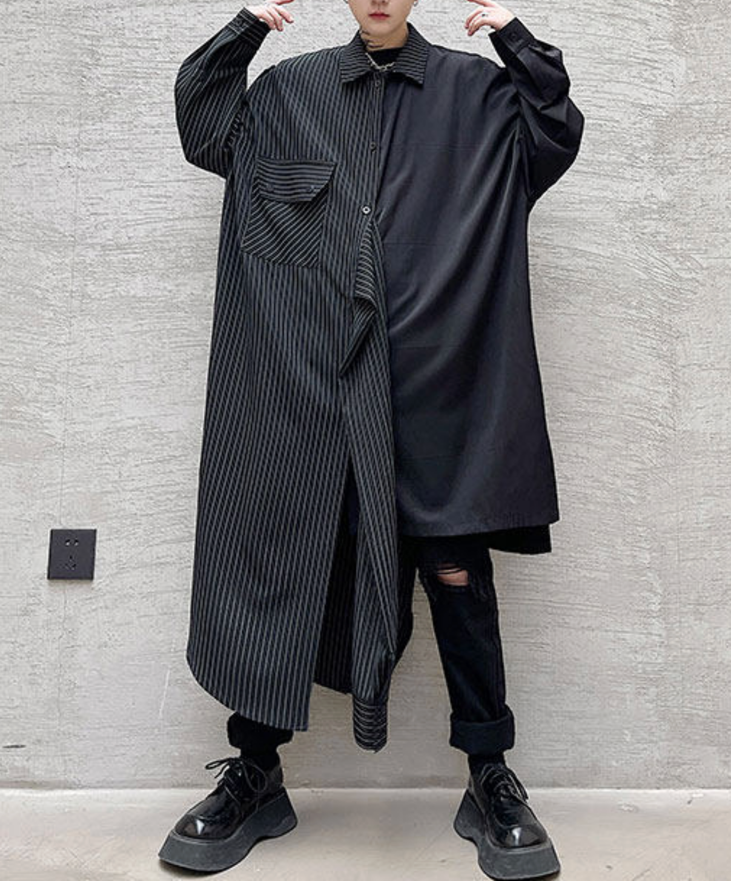 fake two-piece asymmetrical long shirt EN2762