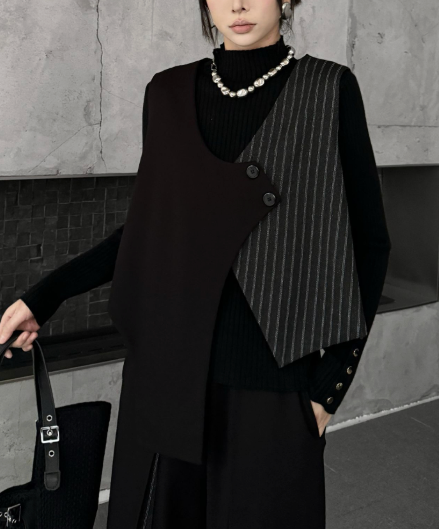 striped patchwork Irregular vest EN2742