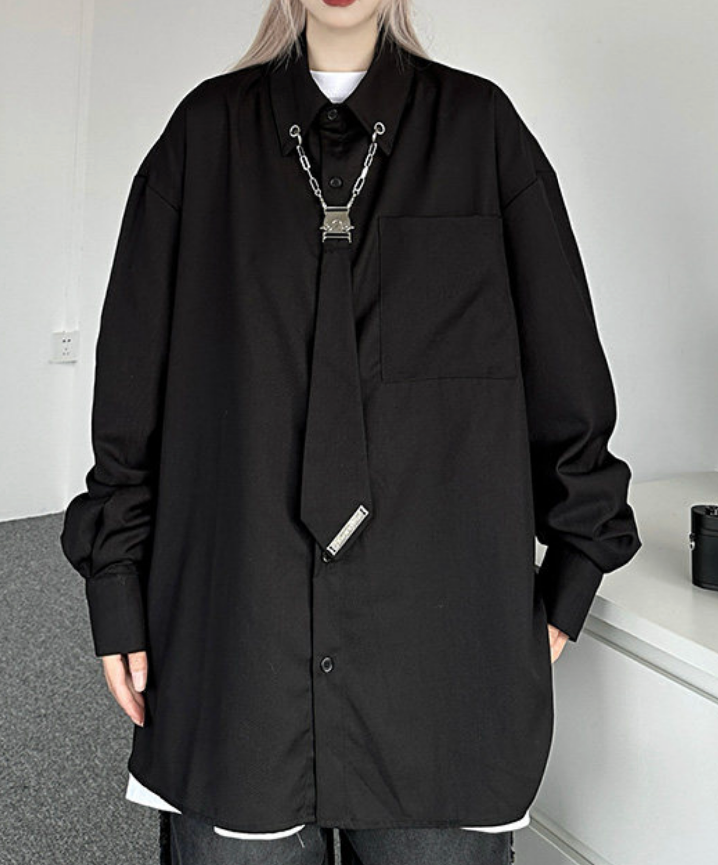 metal chain tie shirt EN2746