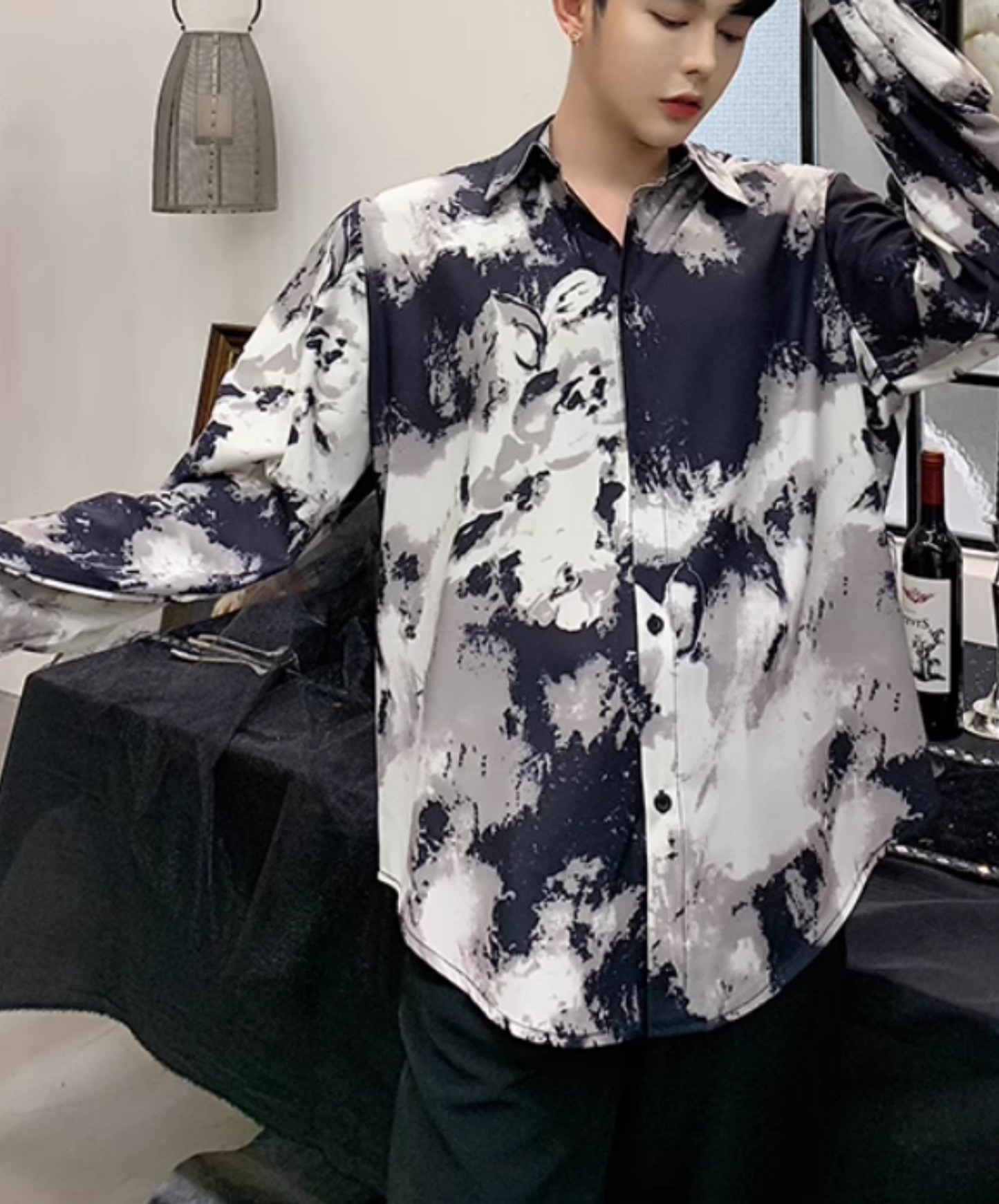 monotone splash design shirt EN1843