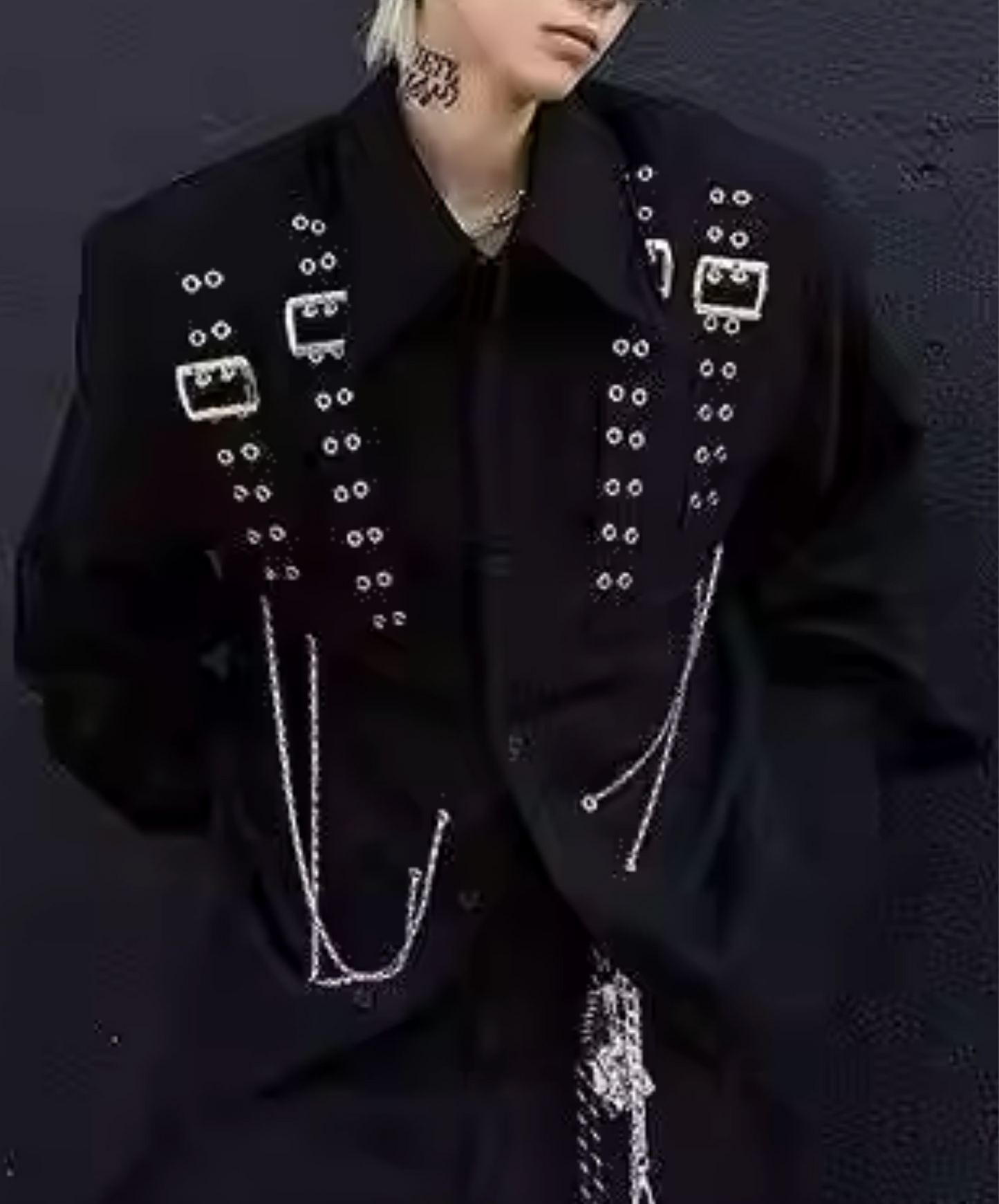 dark belt and chain decoration shirt EN2796