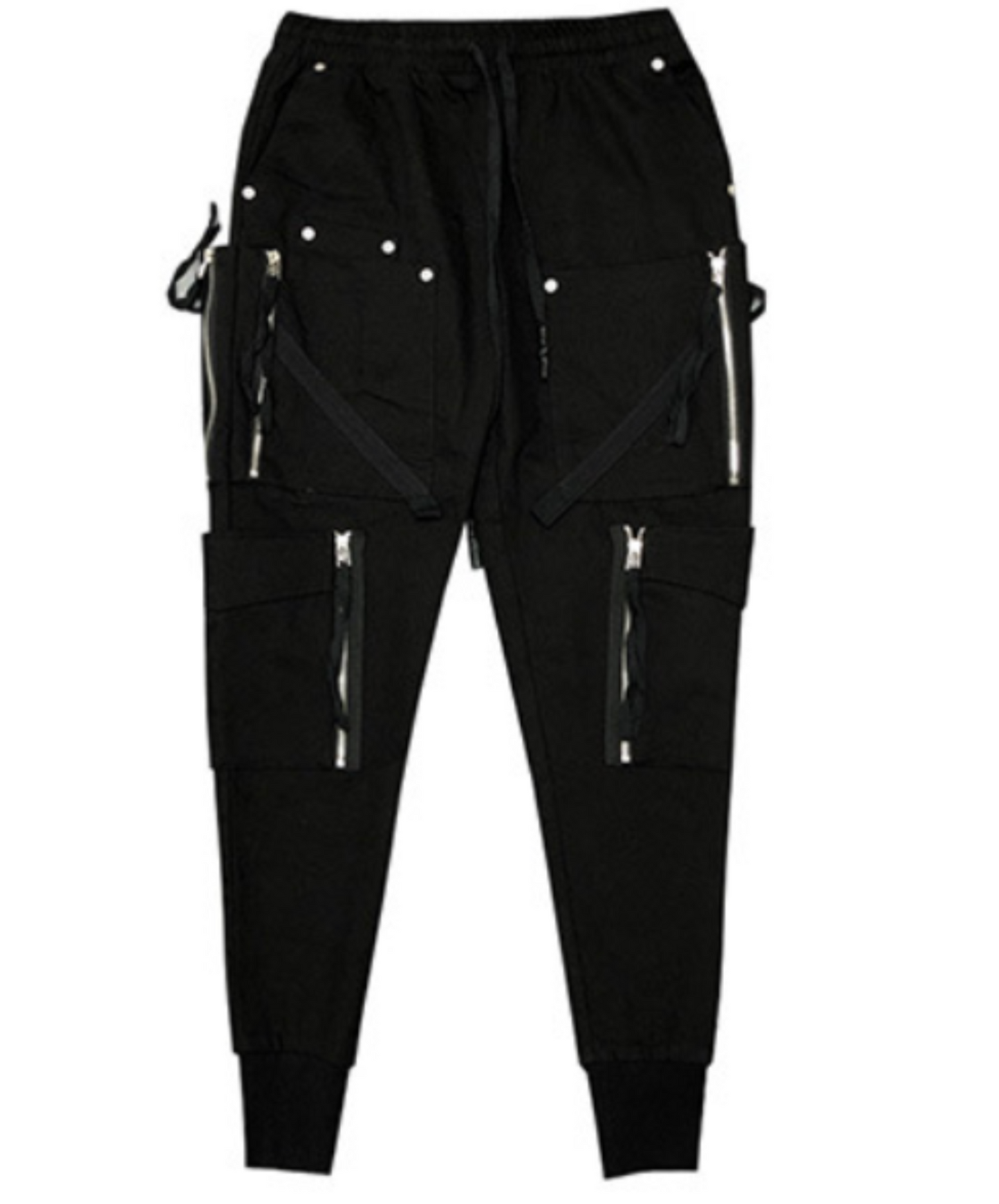 dark fringe x zipper x rivet decoration cargo pants EN2201