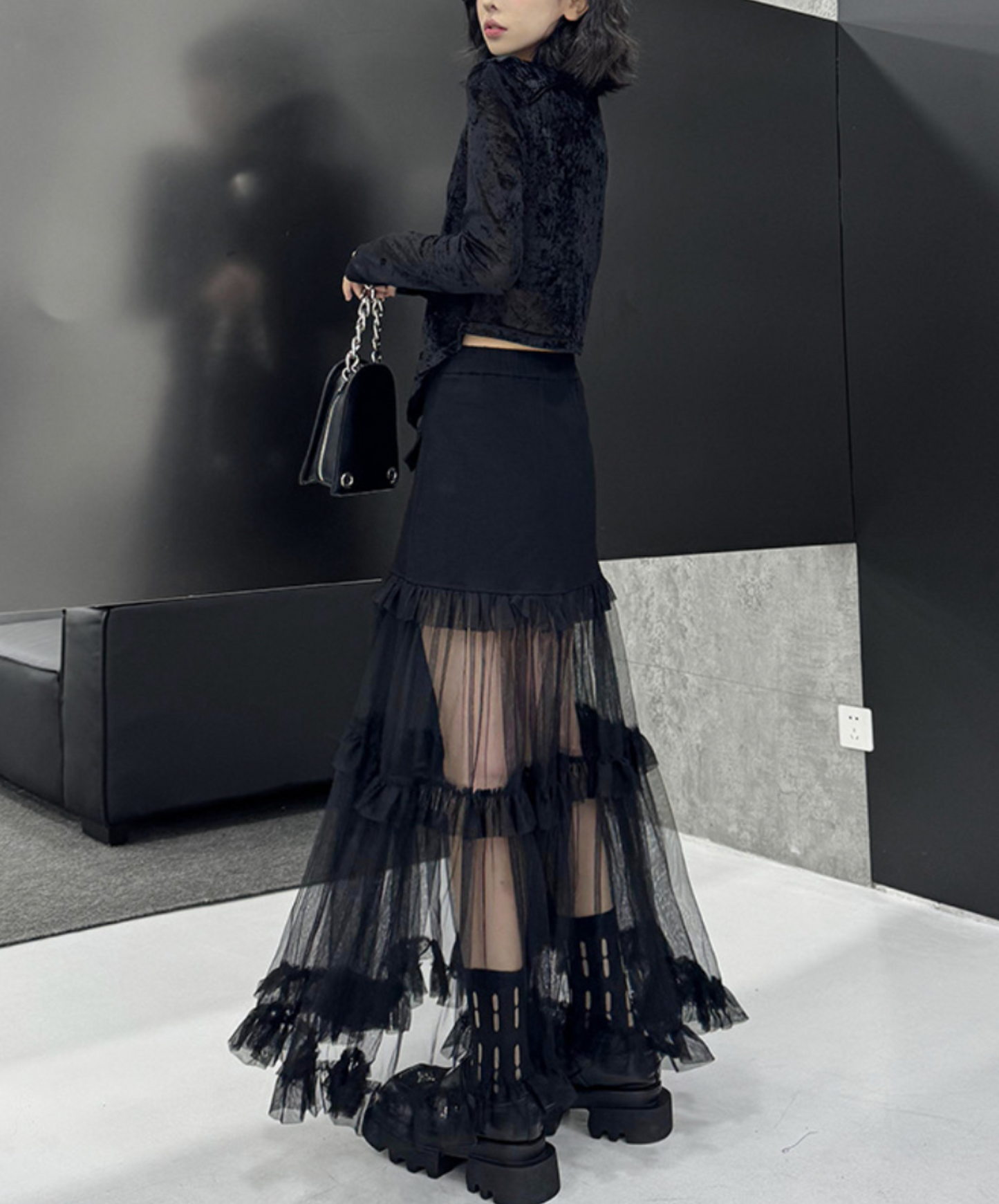 tulle tiered frills skirt EN2306