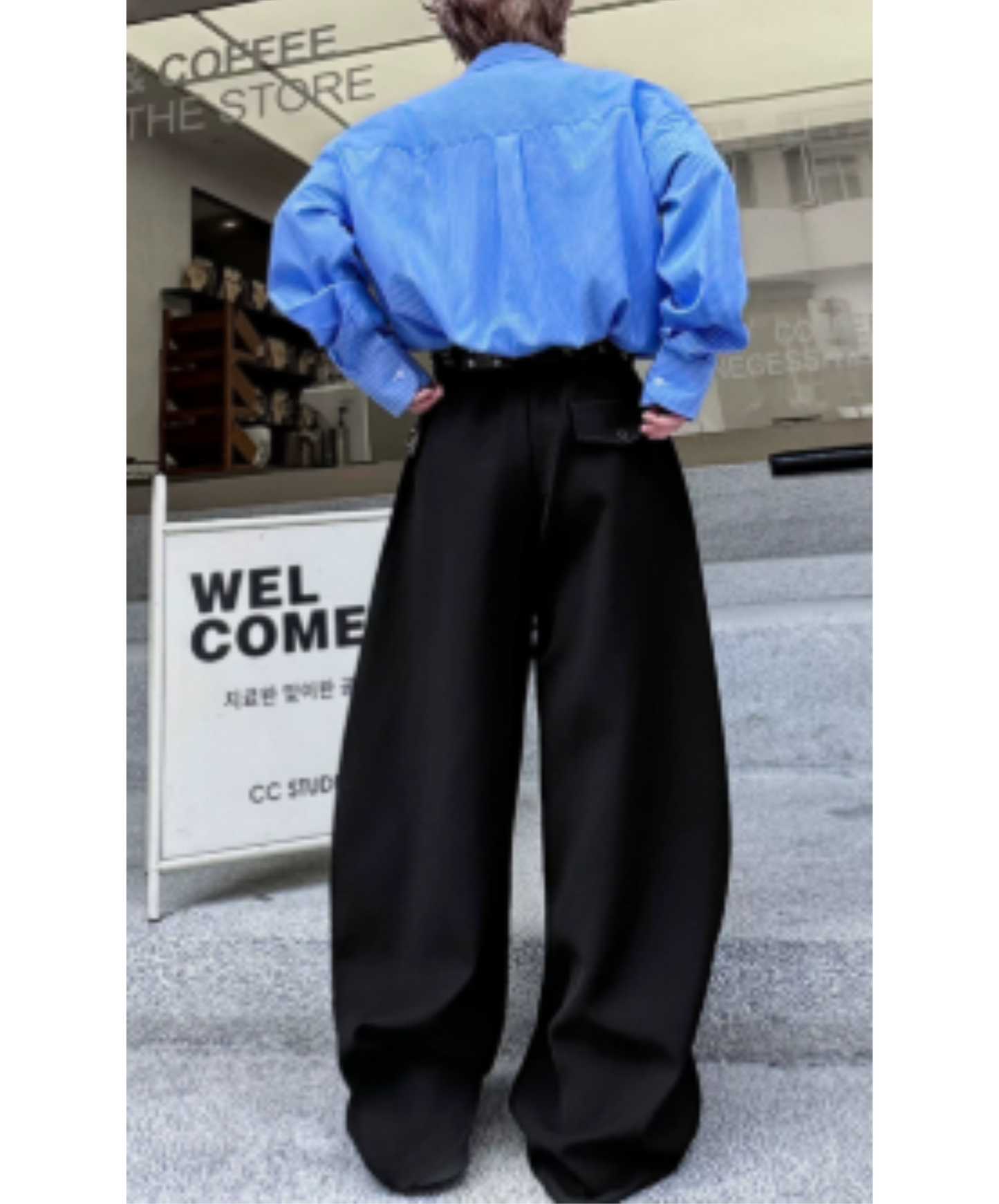casual curve line wide pants EN2912