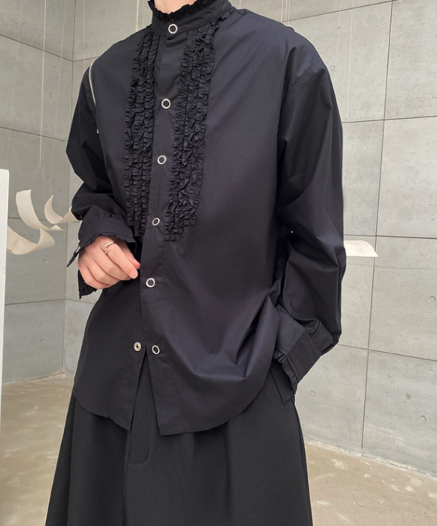 【style52】dark mode outfit set EN1849（jacket + shirt + skirt set）