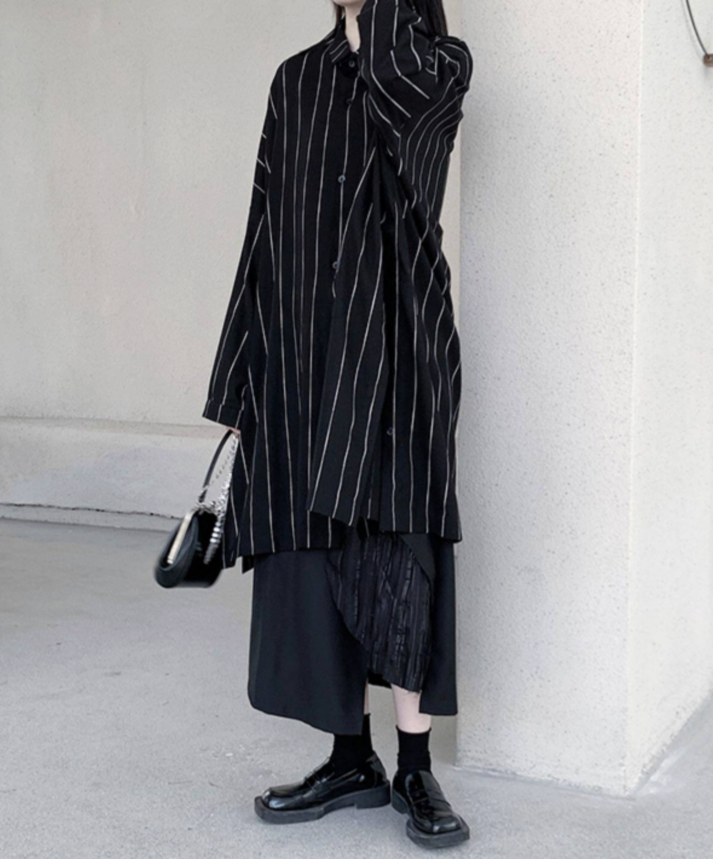 dark big silhouette stripe long shirt EN2777