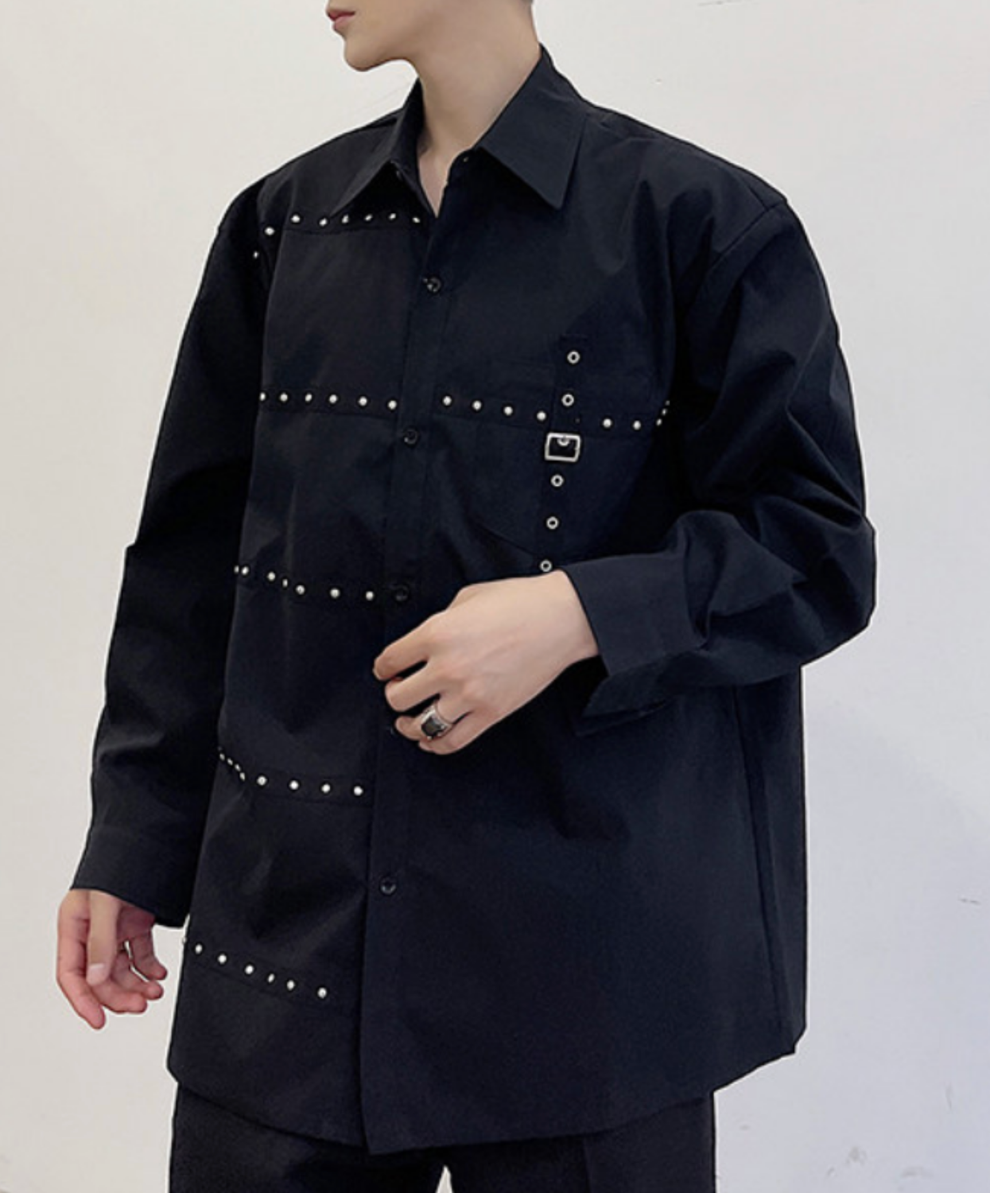 dark unique stud design shirt EN2668